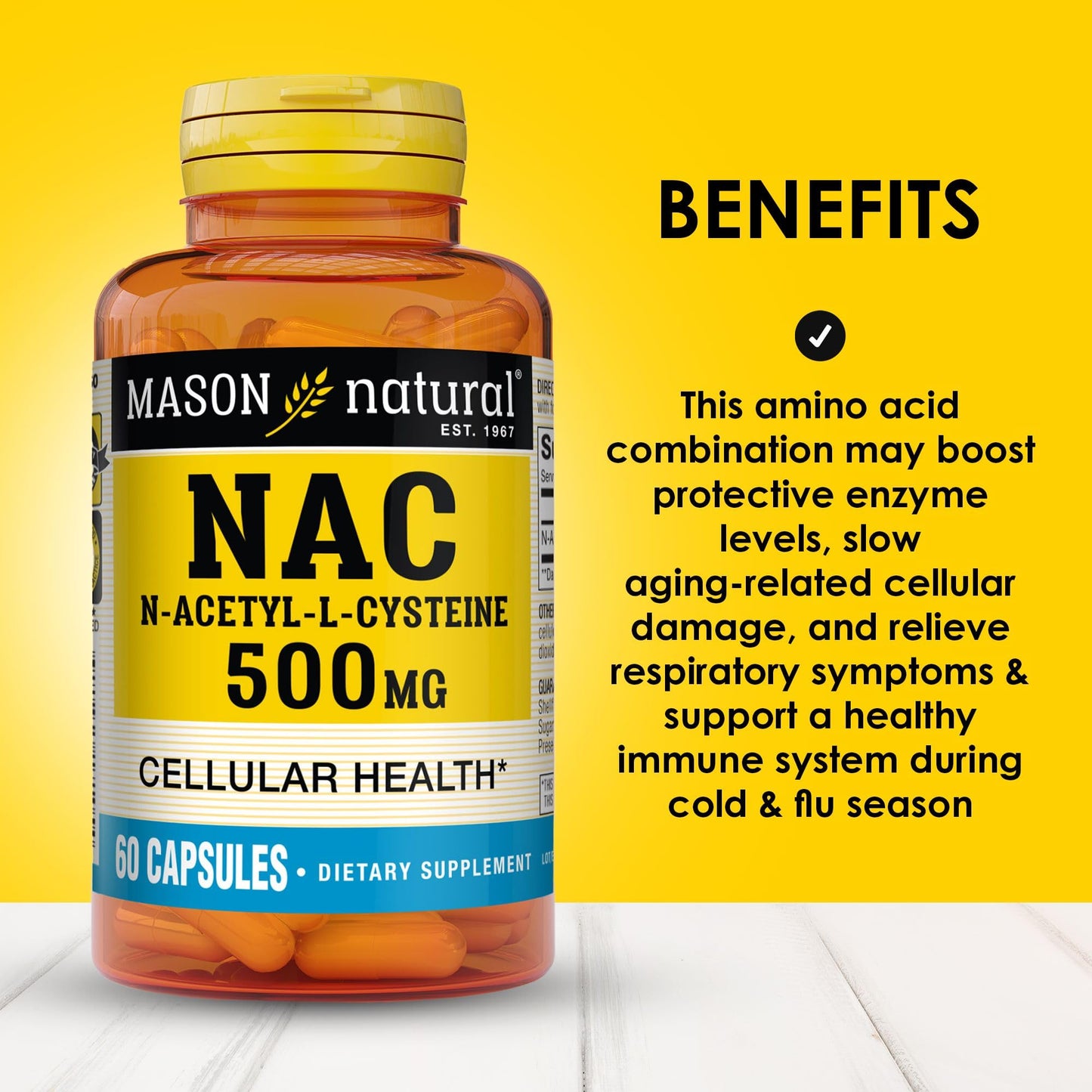 Mason Natural N-Acetyl-L-Cysteine 500 mg Capsules, 60 Count