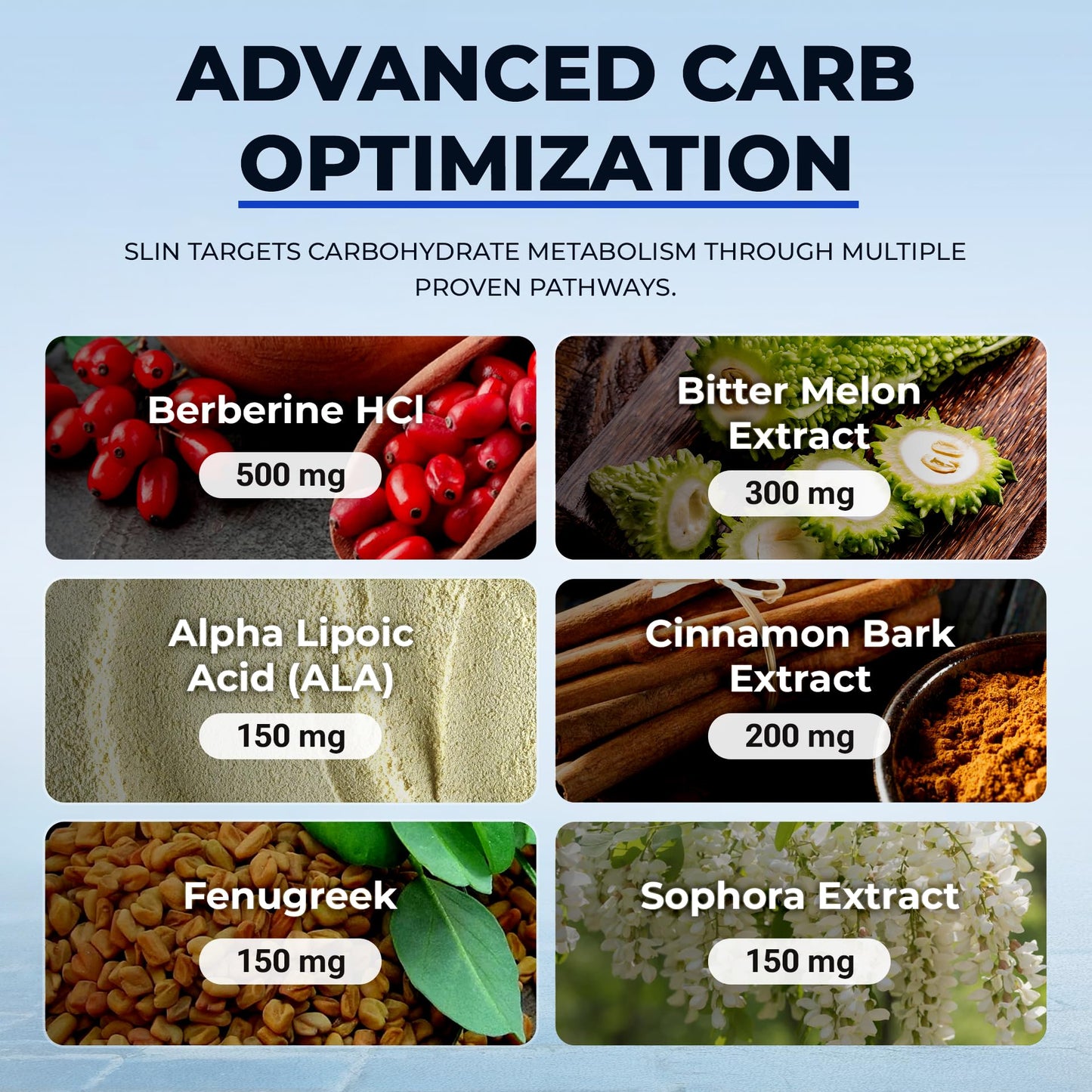 Enhanced SLIN 11-in-1 Clinical Glucose Disposal Agent (GDA) - Optimizes Natural Glucose Response & Carb Utilization - Muscle Glycogen Matrix - Berberine HCl, Bitter Melon, ALA - 120 Capsules