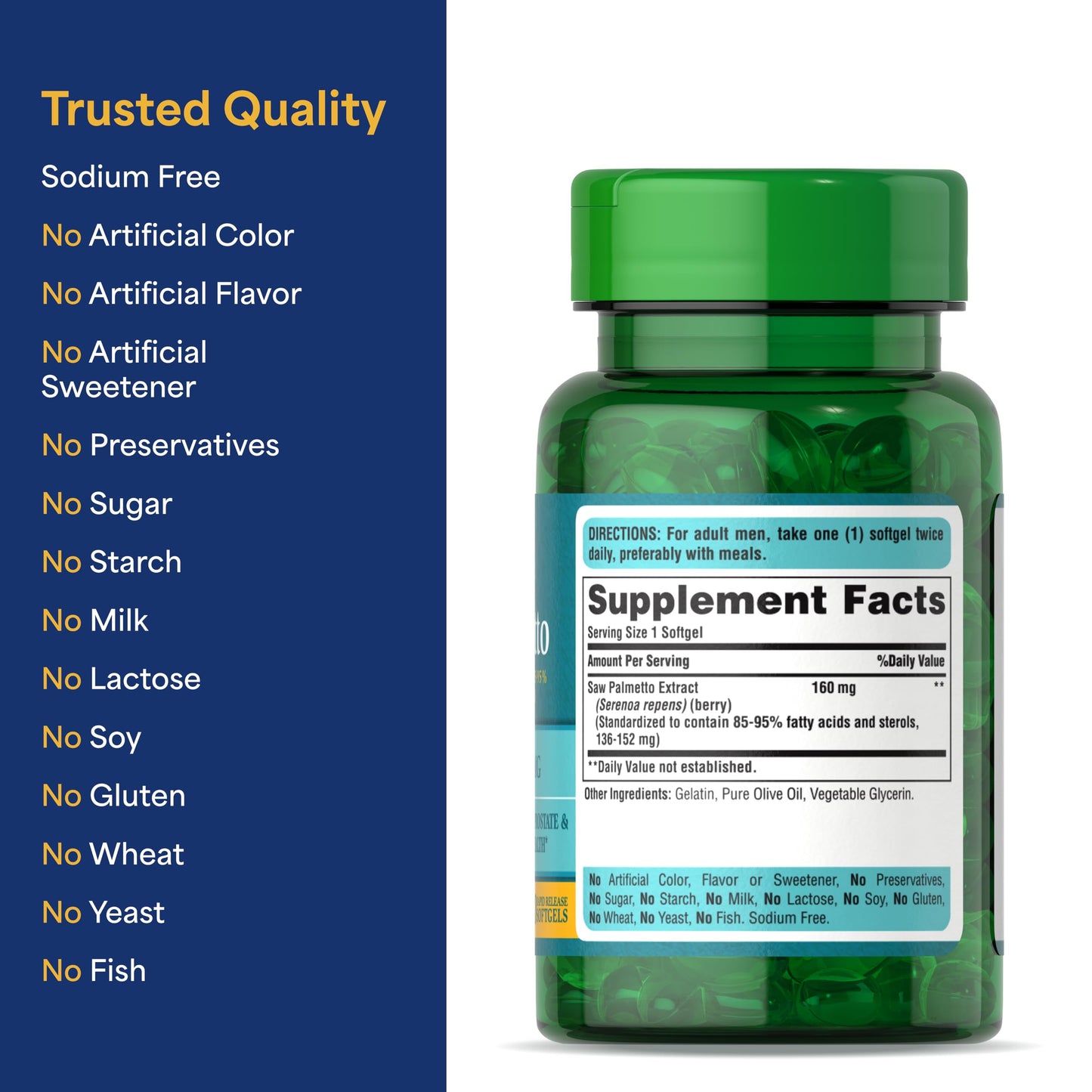 Puritan's Pride Saw Palmetto Extract 160mg Softgels 60 Count
