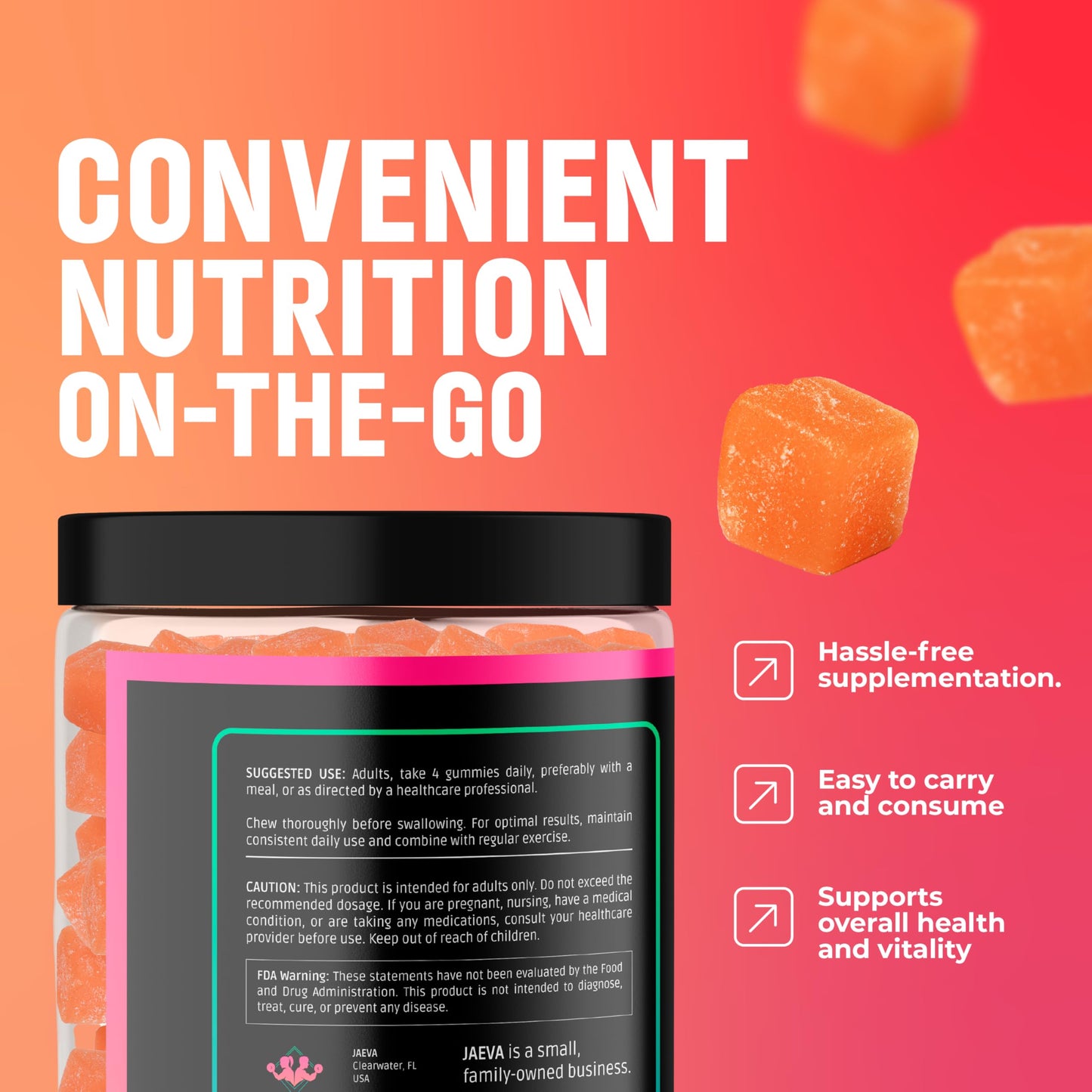 Jaeva Sugar Free Creatine Monohydrate Gummies, 120 Count