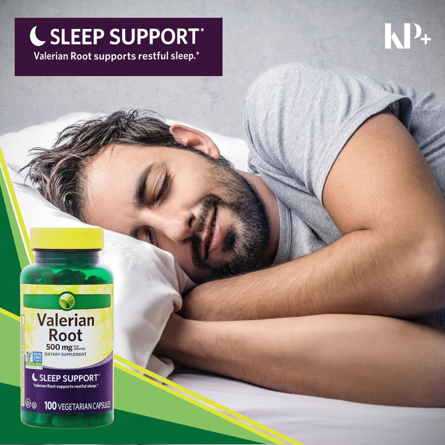 KP+ Valerian Root 500 mg Capsules, 100 Count