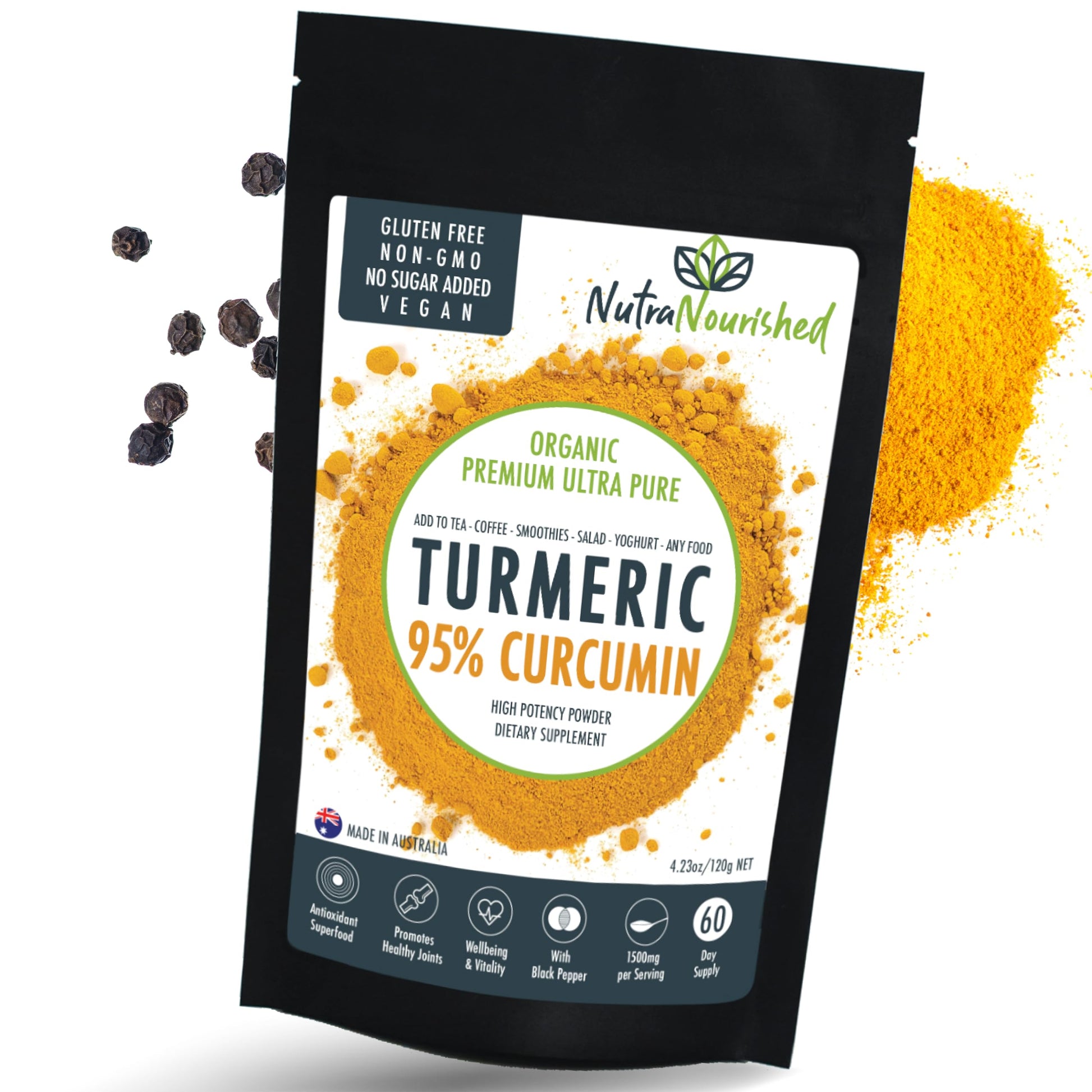 Nutra Nourished Organic Turmeric 95% Curcumin Powder 4.2 oz