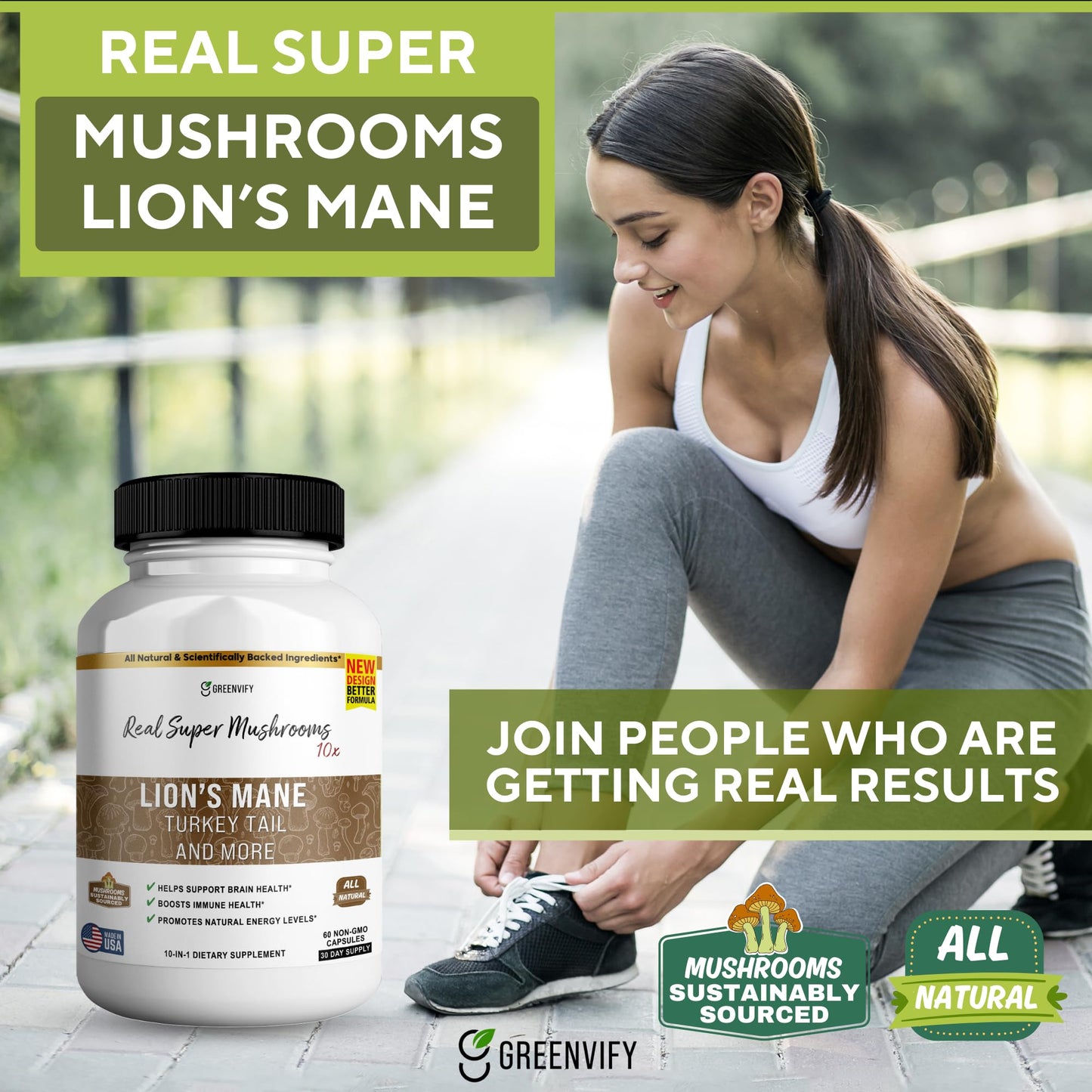 GREENVIFY Vitaloxin Max Super Mushroom Complex, 10-in-1 Adaptogen and Immune Support, 60 Capsules