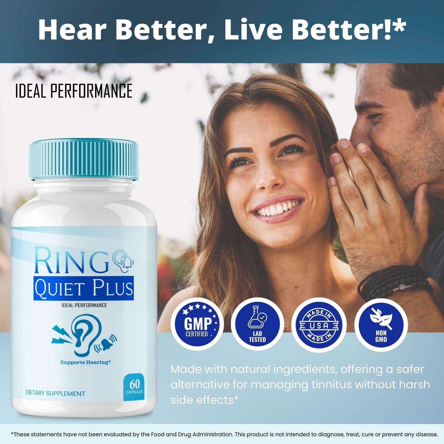 Ideal Performance Ring Quiet Plus Tinnitus Relief for Ringing Ears Capsules, 300 Count