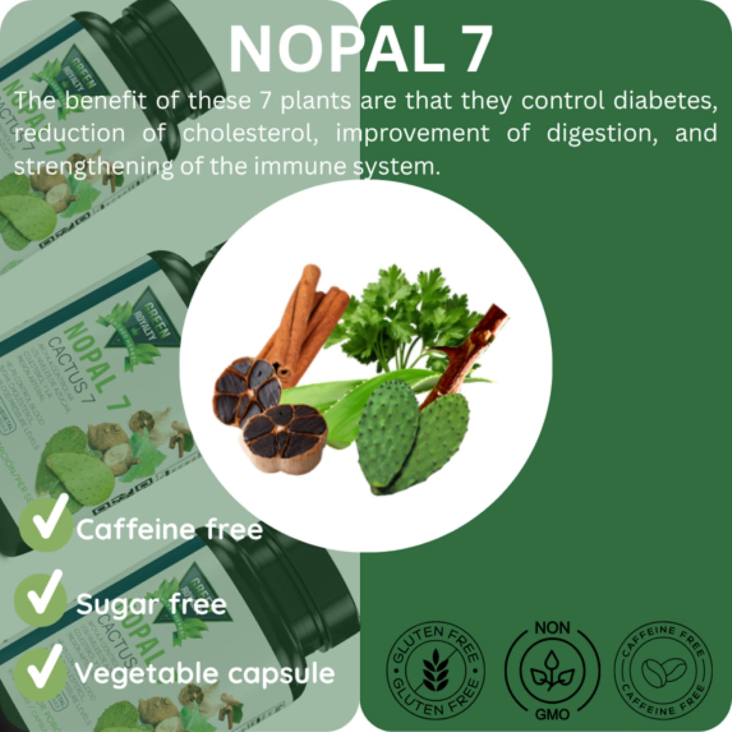 Green Royalty Nopal 7 Cactus Capsules, 90 Count