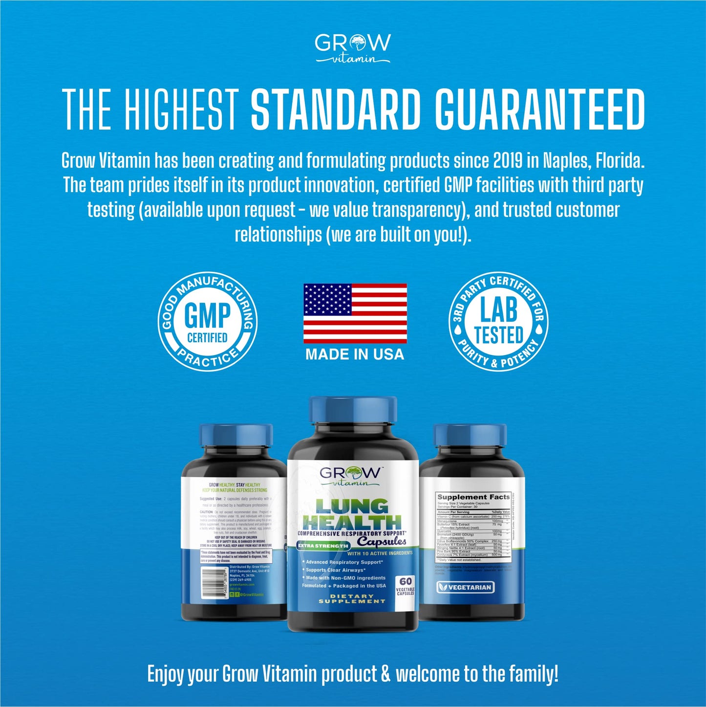 Grow Vitamin Lung Health Respiratory Support Supplement, 60 Capsules