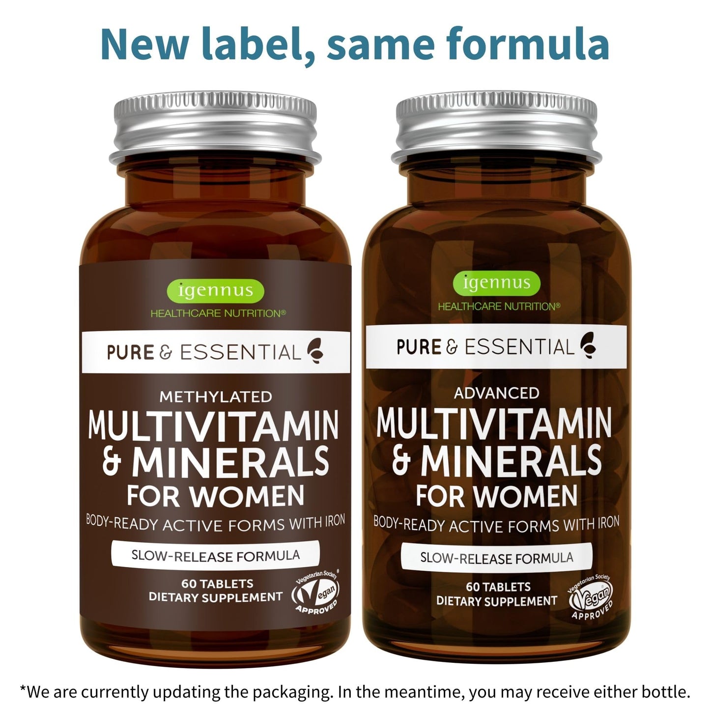 Igennus Healthcare Nutrition High Potency Methylated Multivitamin for Women with Gentle Iron, 5-MTHF Folate & Methylcobalamin B12, 60 Tablets