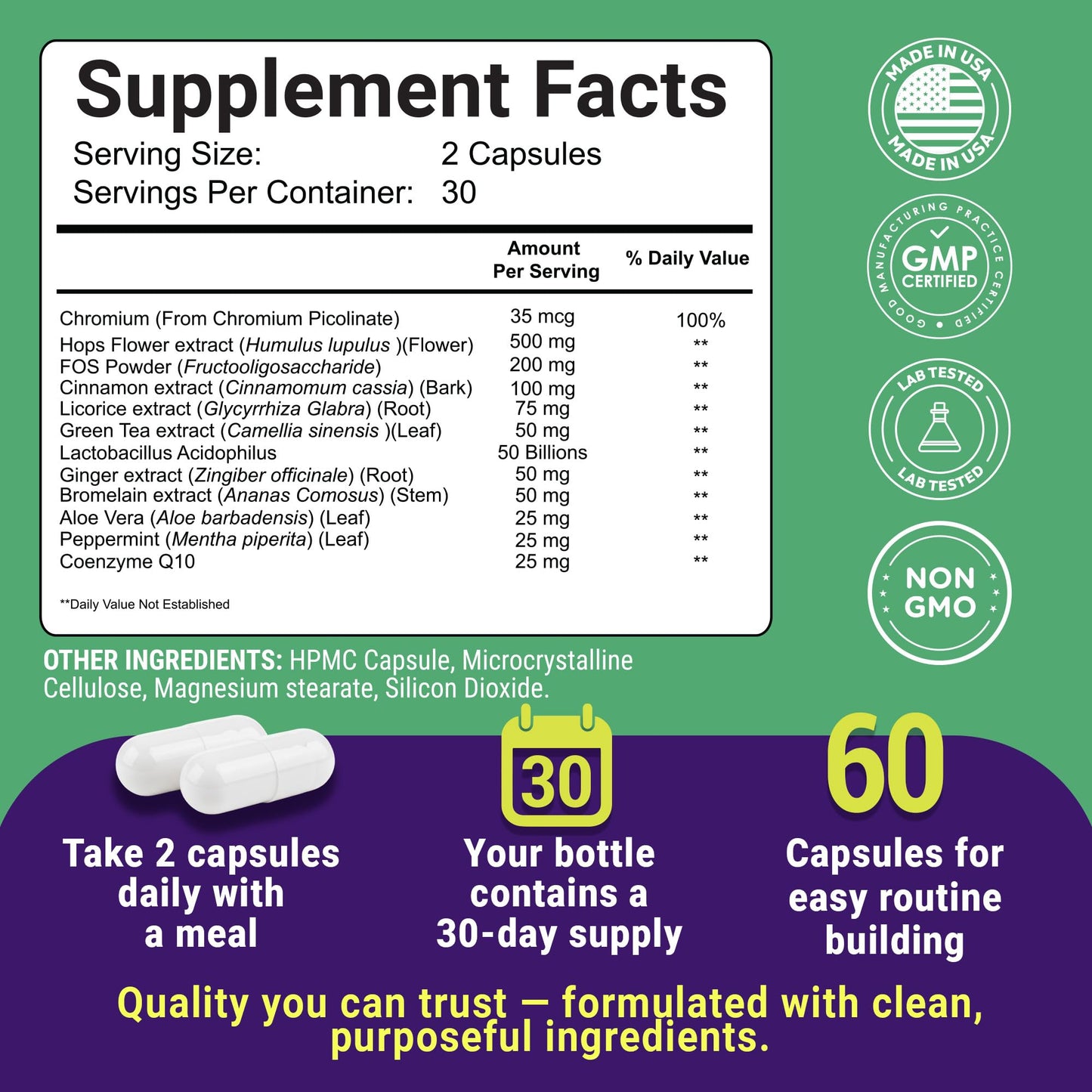 Uncle Scientist GLP-1 Probiotic Dietary Supplement Capsule 60 Count