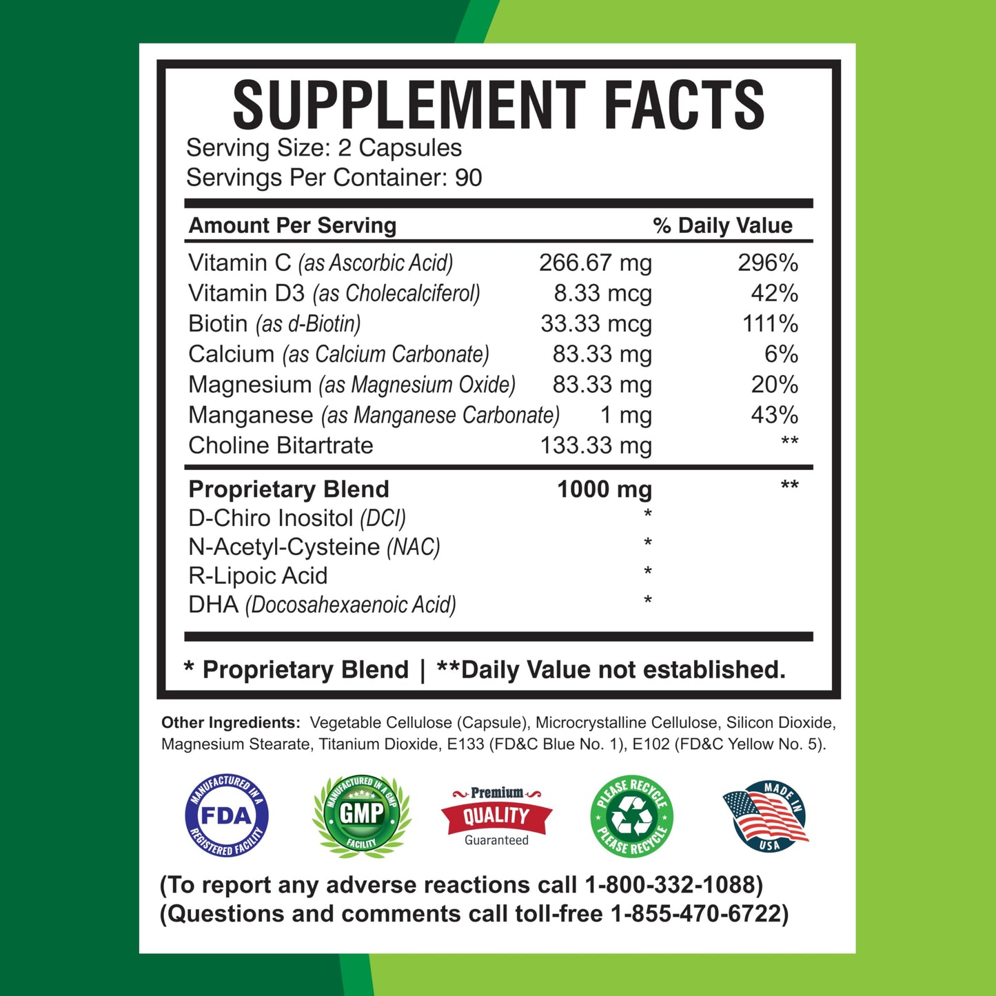 America Medic & Science WFS Plus Fertility Supplements for Women Capsules 180 Count