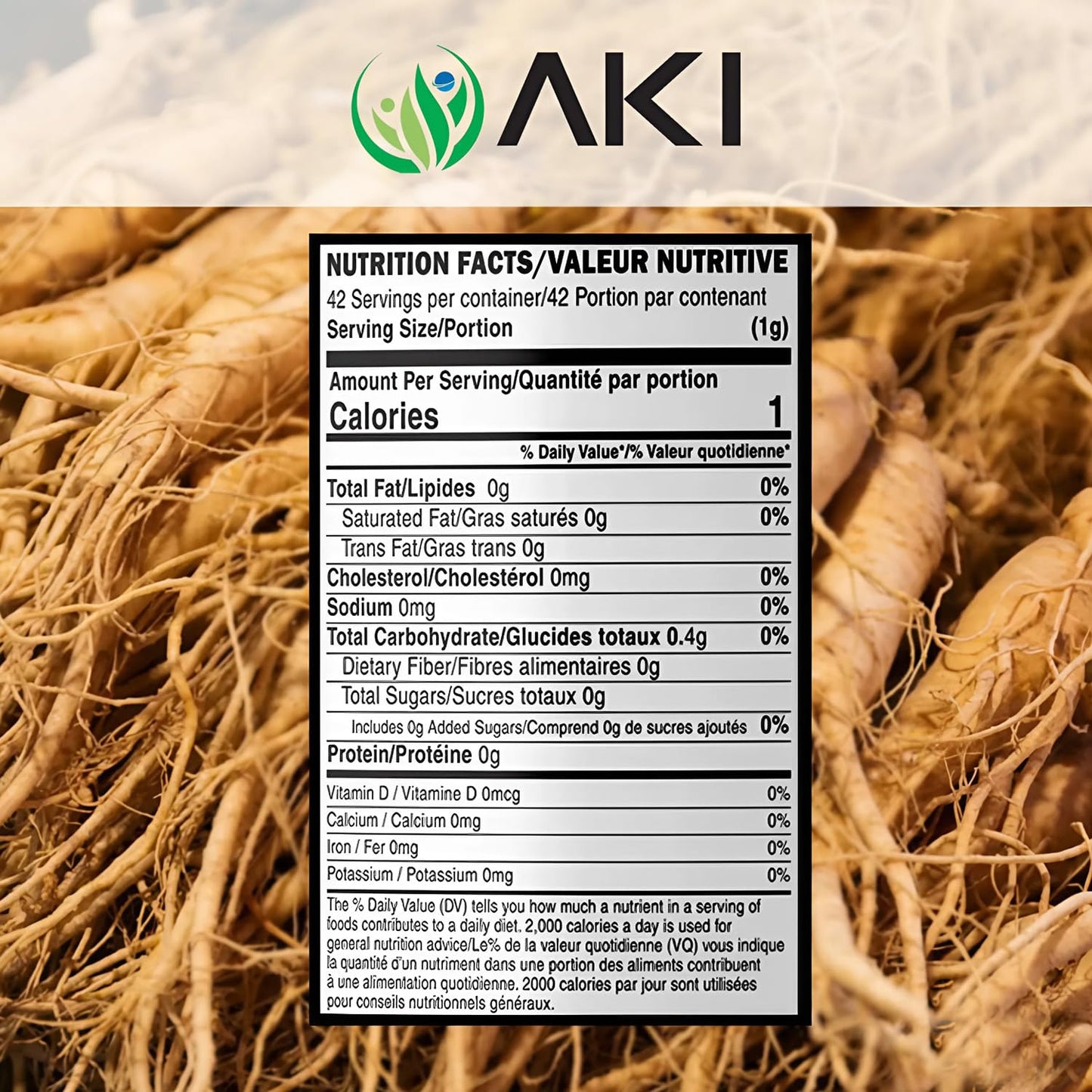 AKI American Ginseng Powder with 4% Ginsenosides 1.5 oz