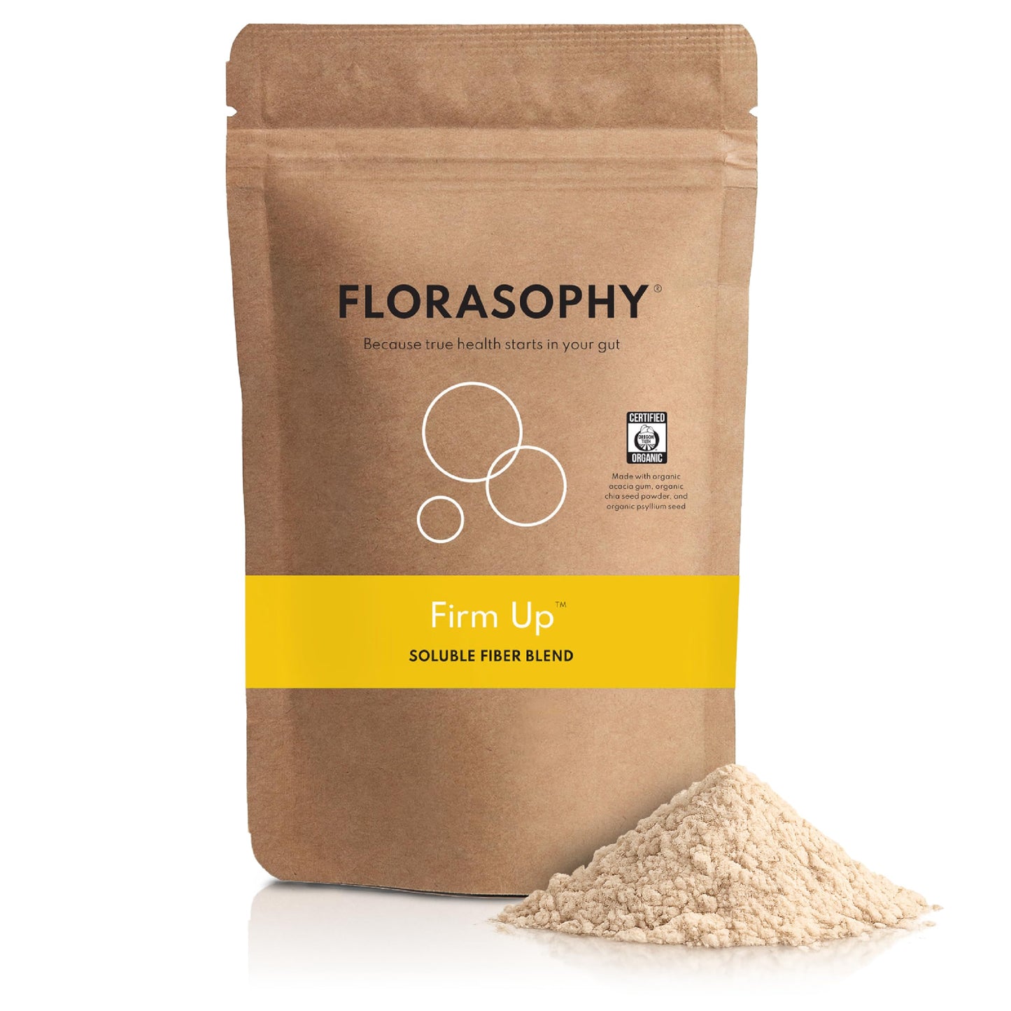 Florasophy Firm Up Organic Soluble Fiber Supplement for Digestive Gut Health, Diarrhea Control & IBS Relief Powder, 10