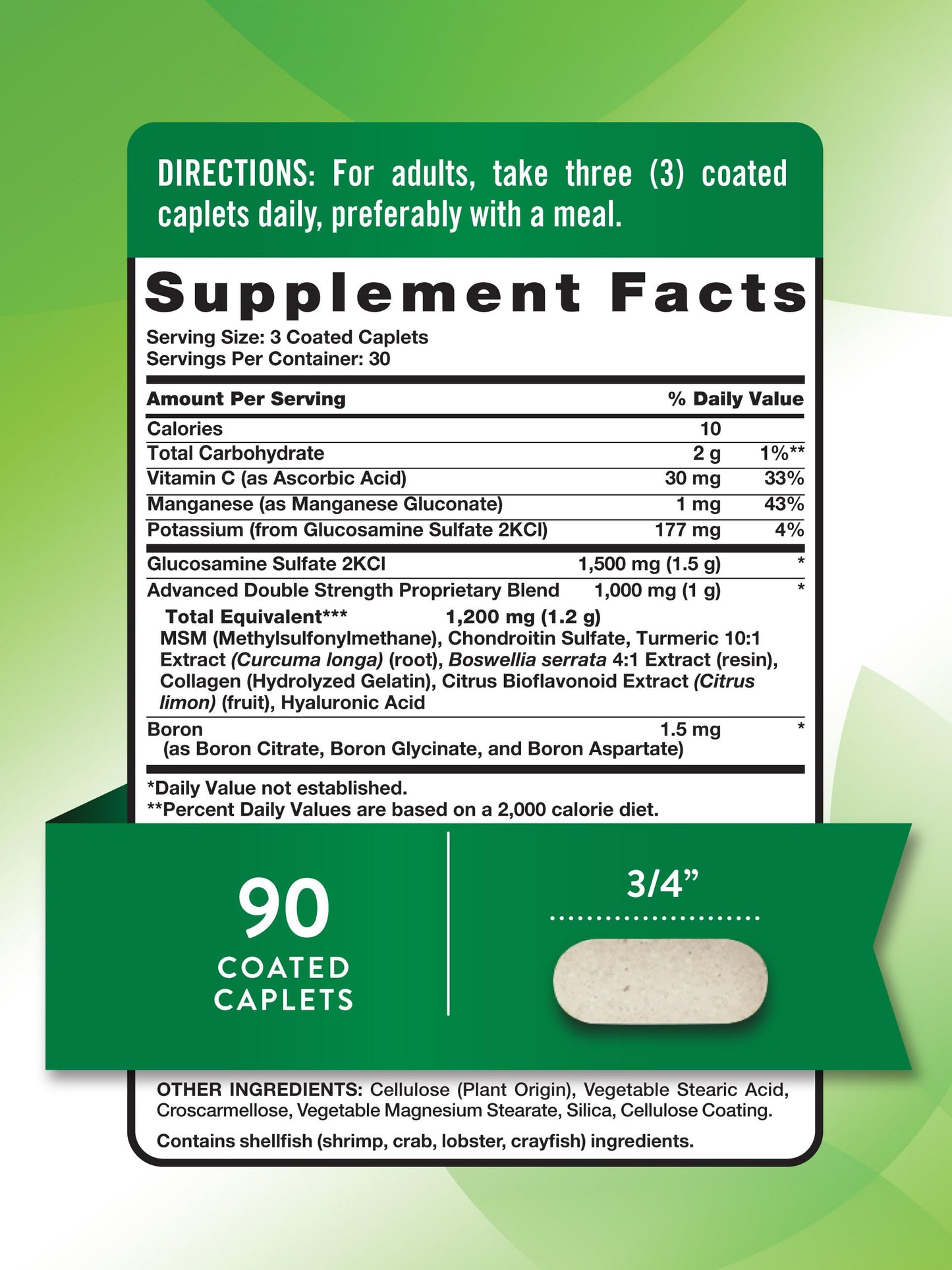 Nature's Truth Glucosamine Chondroitin MSM Complex Caplets 90 Count