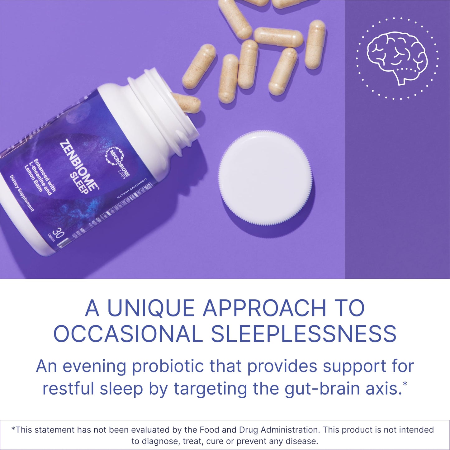 Microbiome Labs Zenbiome Sleep L-Theanine Capsule, 30 Count