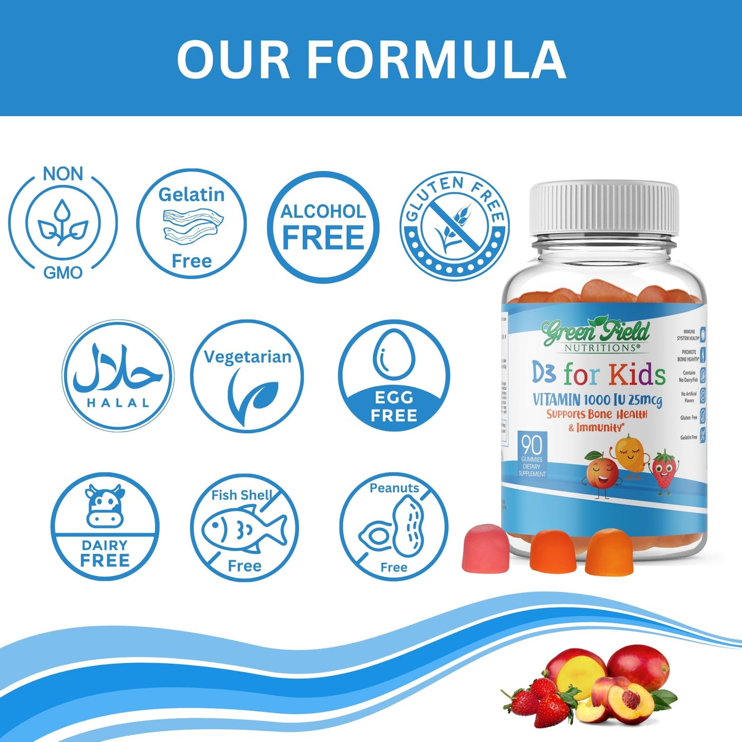 GREEN FIELD NUTRITIONS Vitamin D3 for Kids Gummies 90