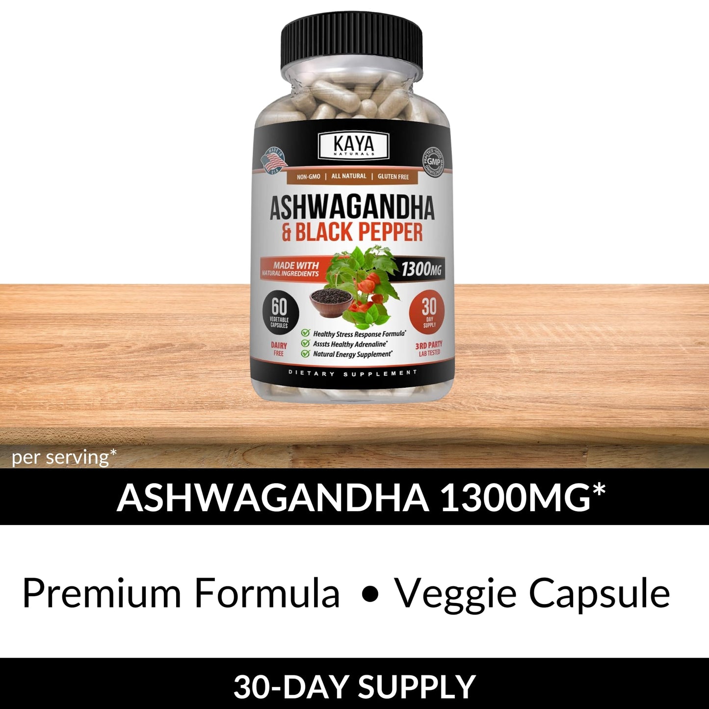 Kaya Naturals Ashwagandha Capsules 60 Capsules