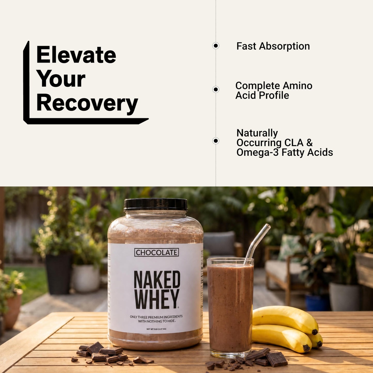 NAKED Whey Protein Powder, Chocolate, 80 Servings