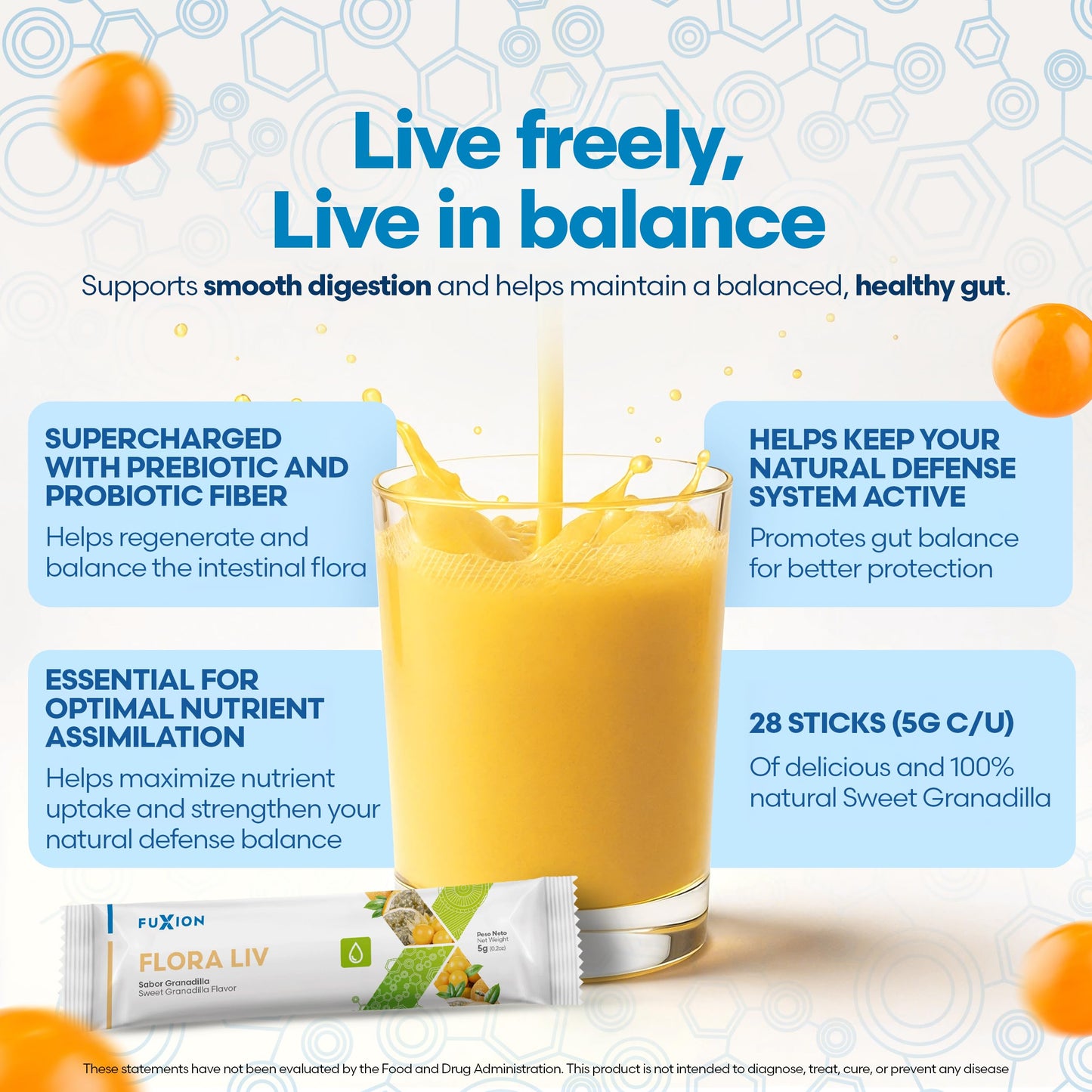 FuXion Flora Liv Probiotic Drink Powder 1 Ounce