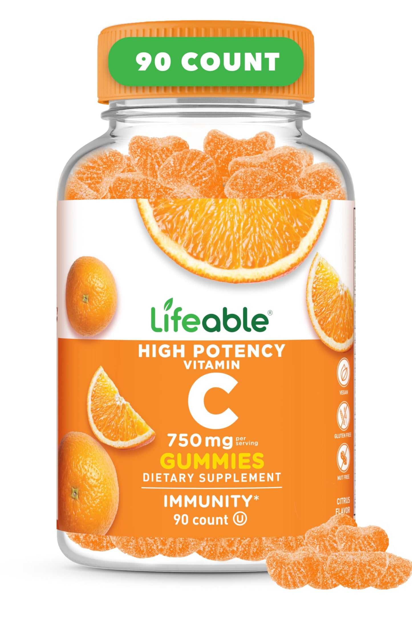 Lifeable Vitamin C Gummies 750mg, 90 Gummies