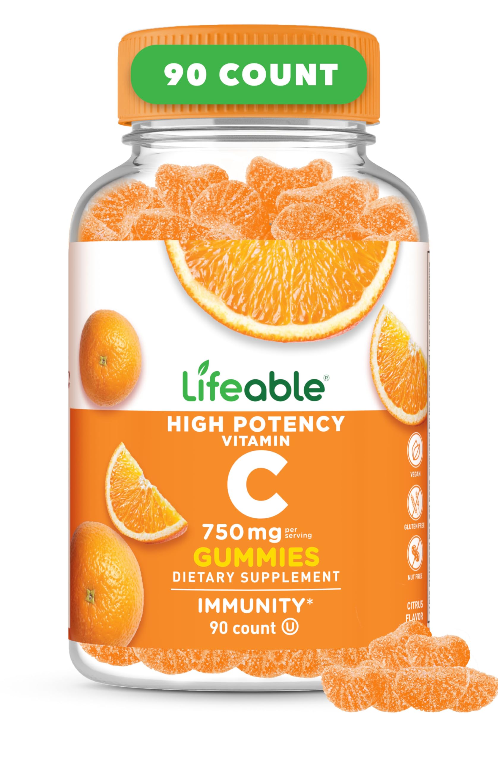 Lifeable Vitamin C Gummies 750mg, 90 Gummies