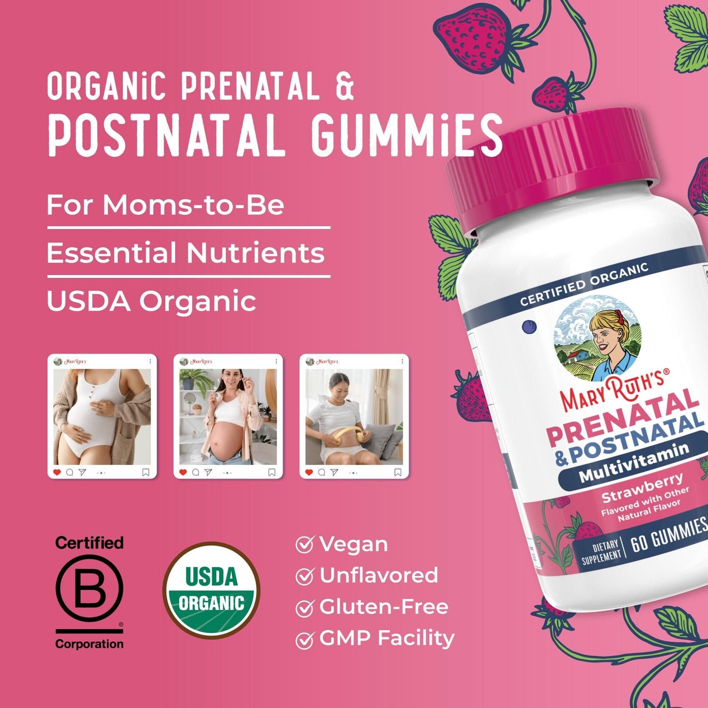 MARYRUTH'S Organics Prenatal Vitamins for Women Gummies 60 Count