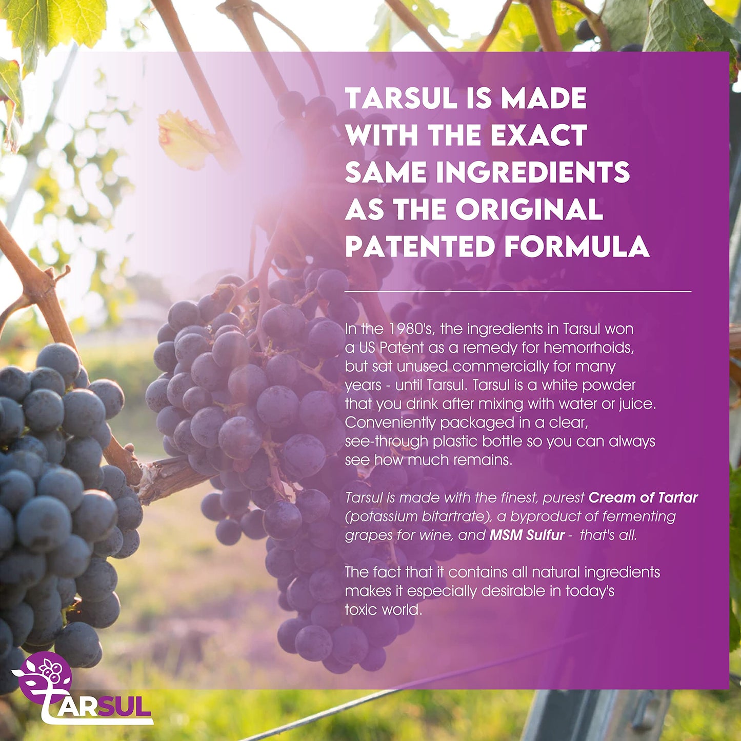 Tarsul Patented Cream of Tartar and Organic MSM Sulfur Formula Powder 21
