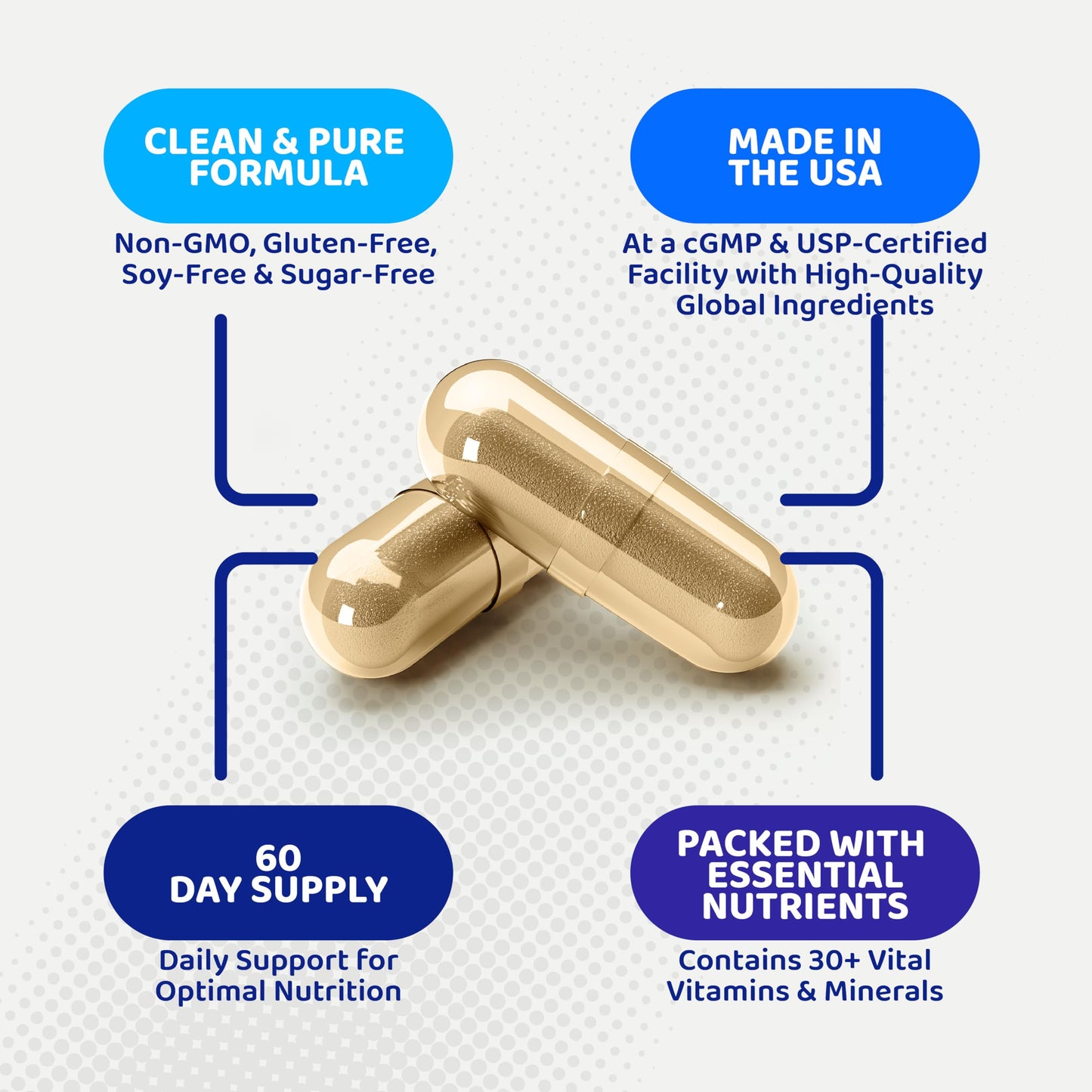 Gusevit 35-in-1 Men's Multivitamins for Immune Support, Stamina & Energy Boost Capsules 120 Count