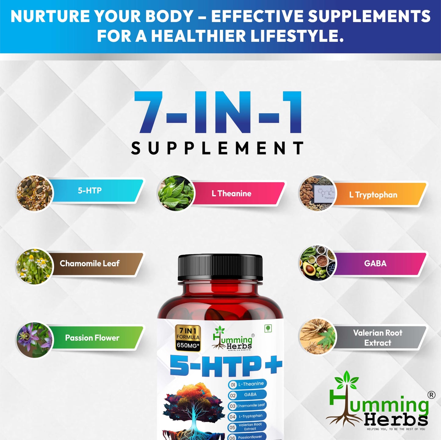 Humming Herbs 5-HTP+ Complex Capsules, 90