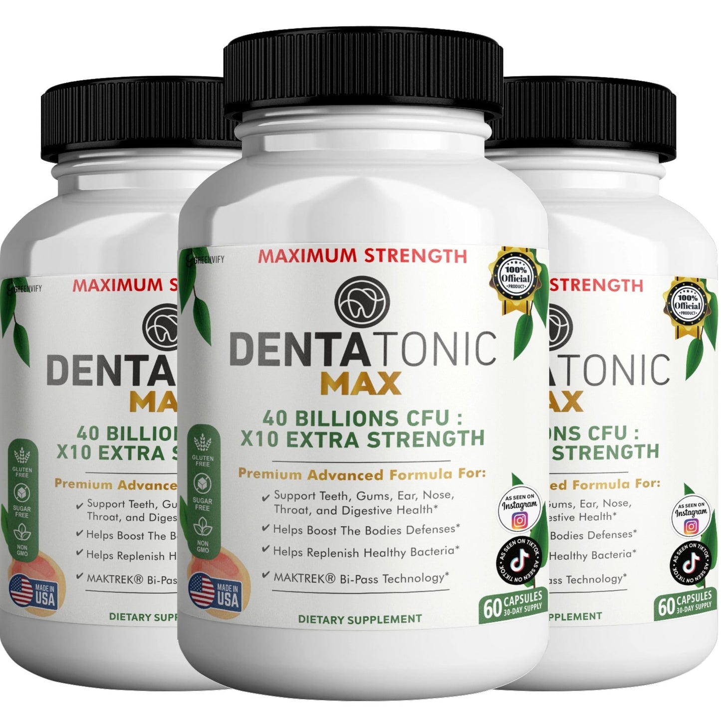 GREENVIFY Denta Tonic Max Probiotic Supplement 40 Billion CFU Capsules 180