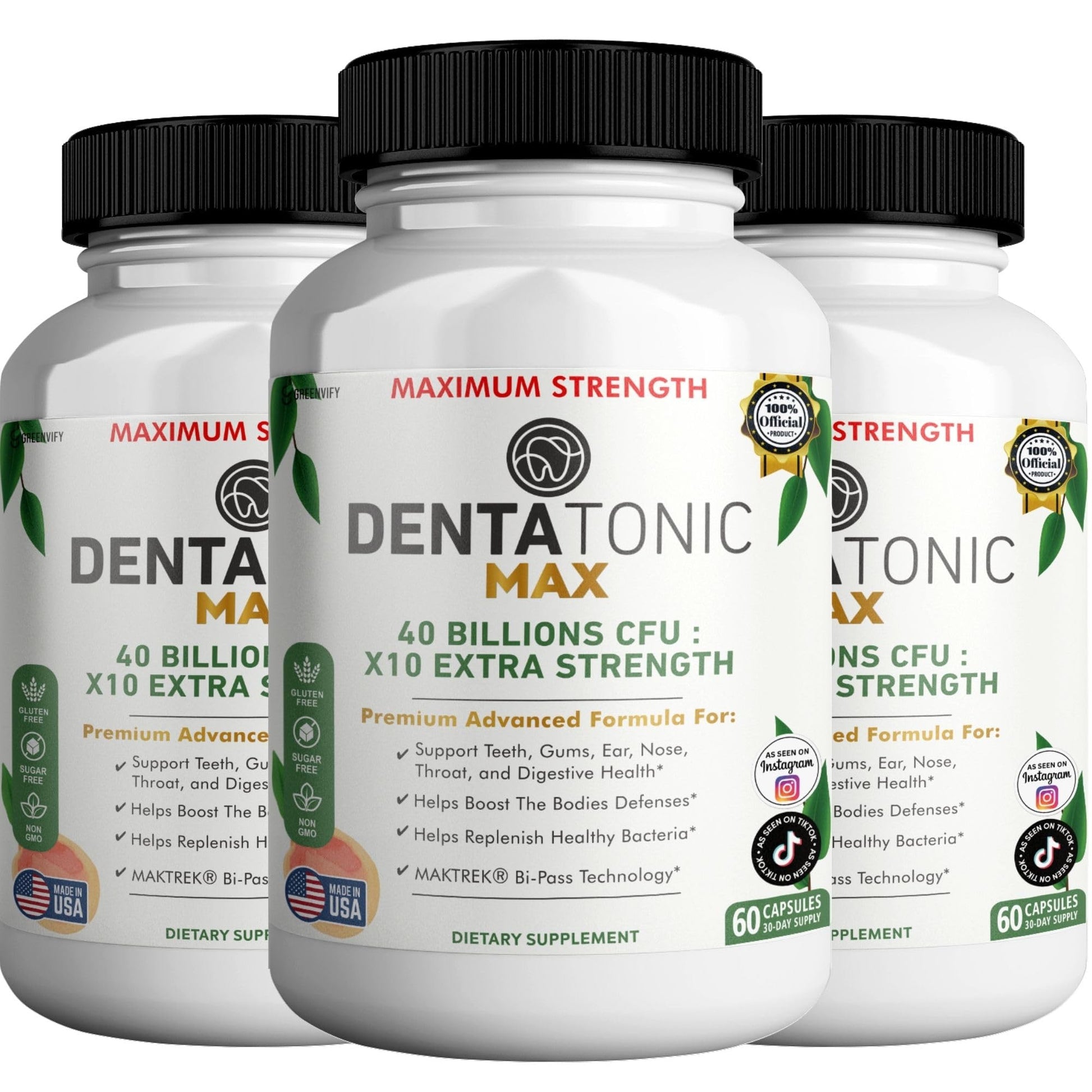 GREENVIFY Denta Tonic Max Probiotic Supplement 40 Billion CFU Capsules 180