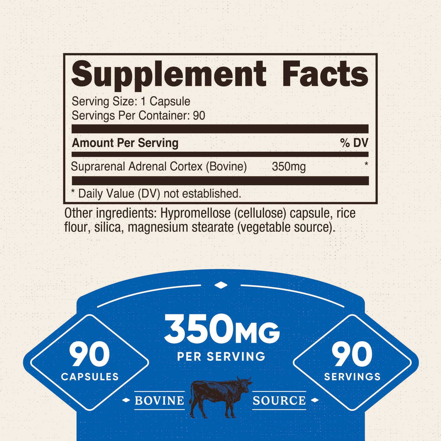 Nutricost Adrenal Glandular (350mg) Capsule, 90 Count