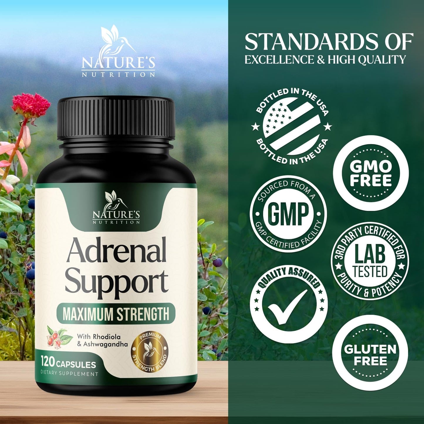 Nature's Nutrition Adrenal Support Cortex Complex 120 Capsules