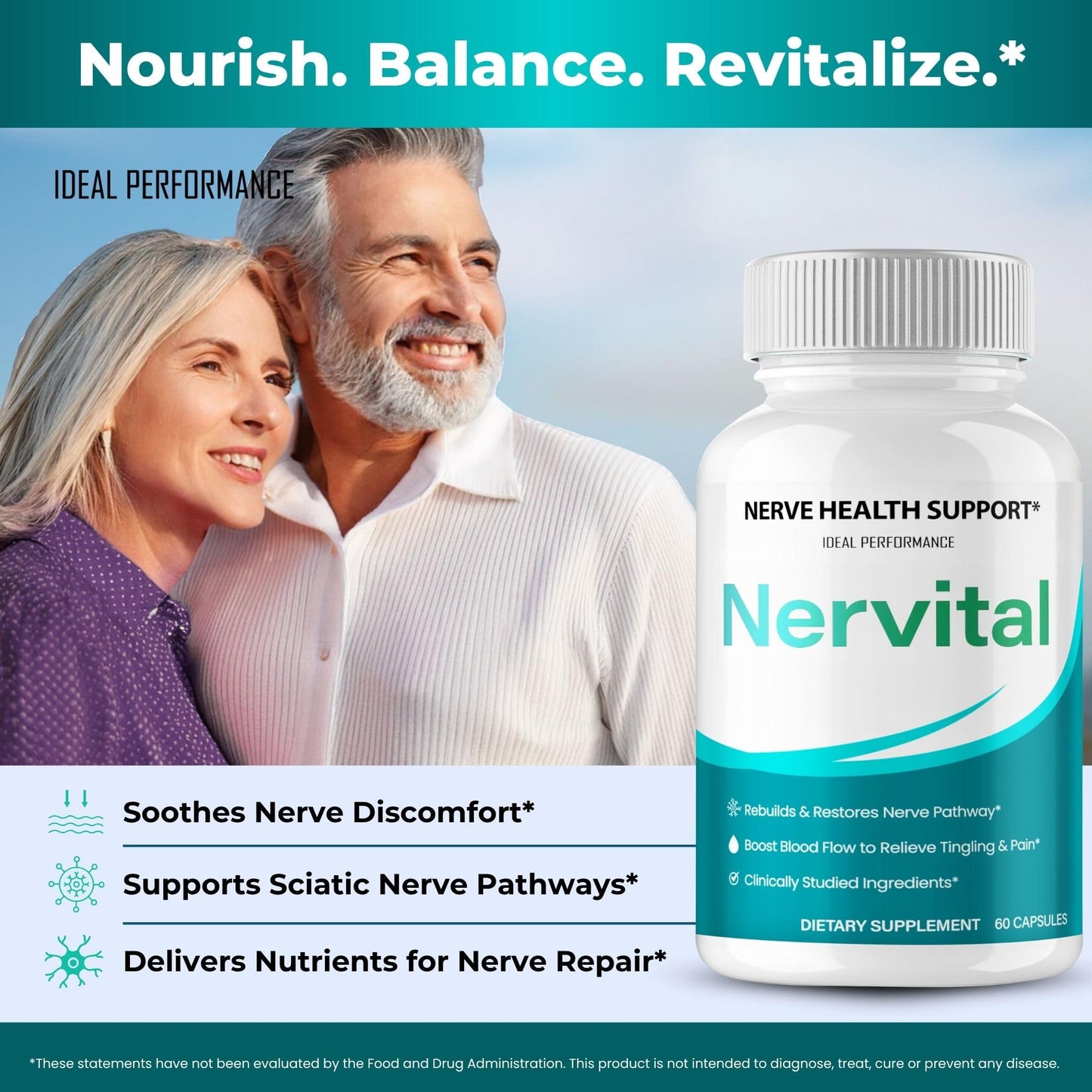 IDEAL PERFORMANCE Nervital Nerve Supplement Capsules, 120 Count