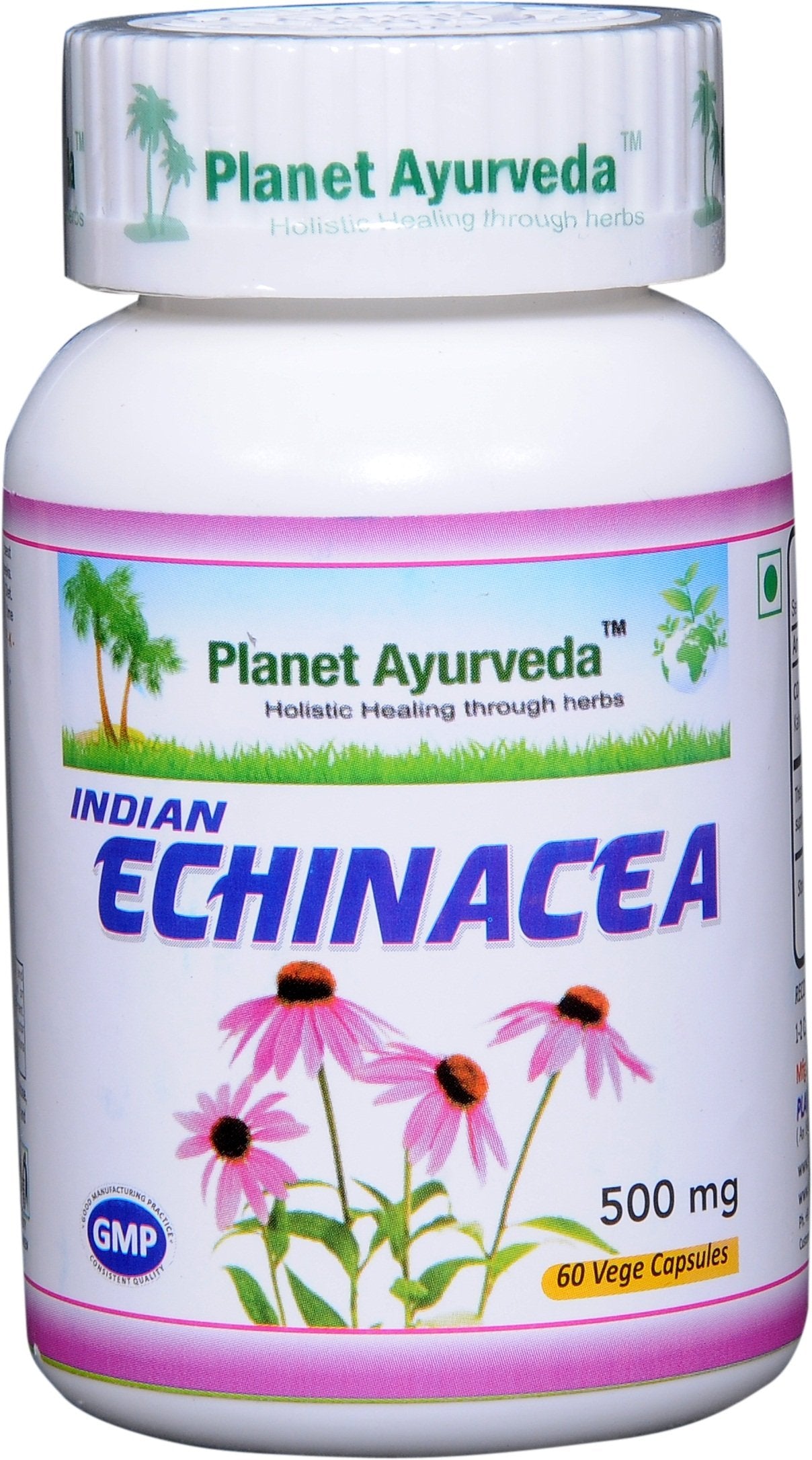 Planet Ayurveda Echinacea 500mg Veg Capsules, 2 Bottles