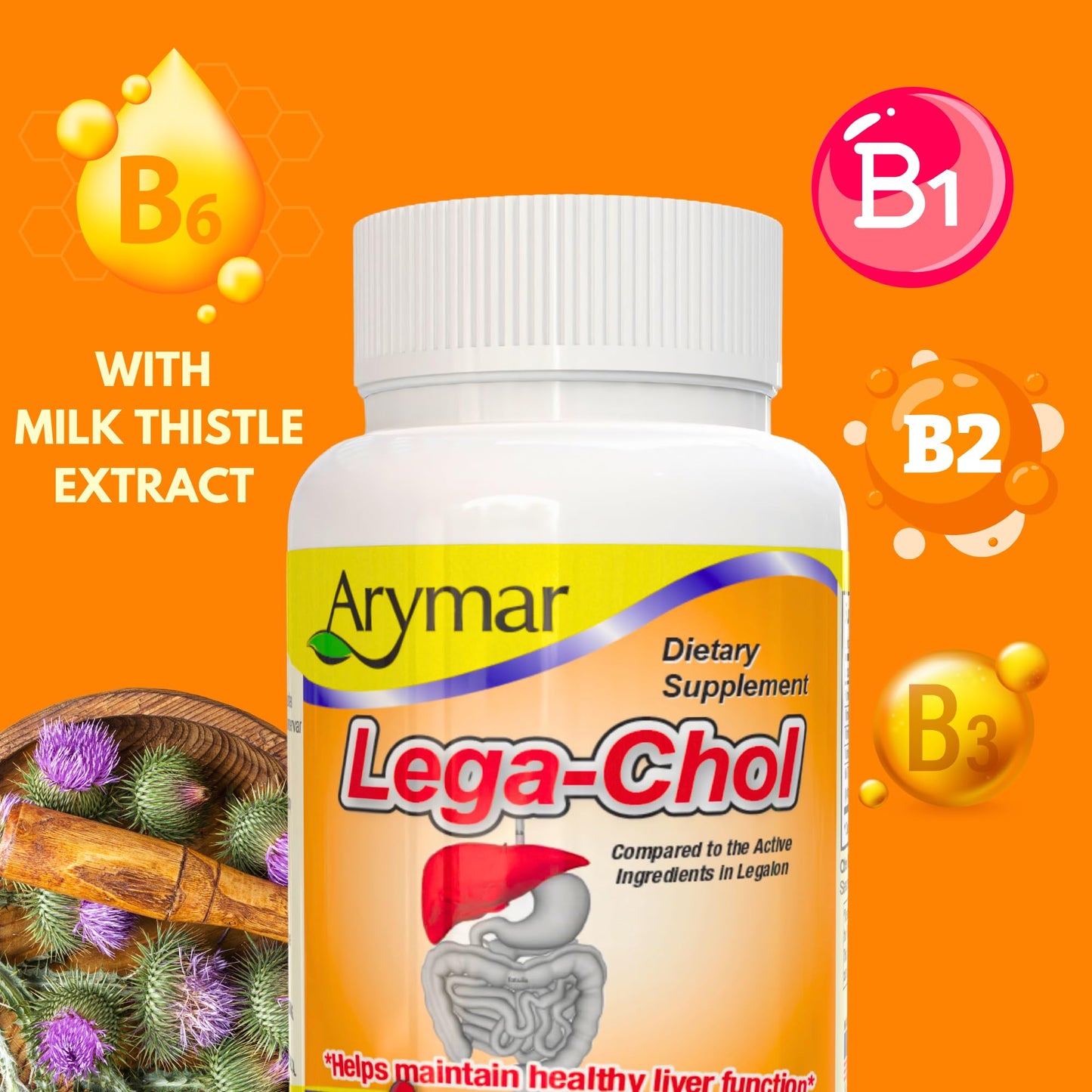 Arymar Legachol with Milk Thistle, 60 Capsules
