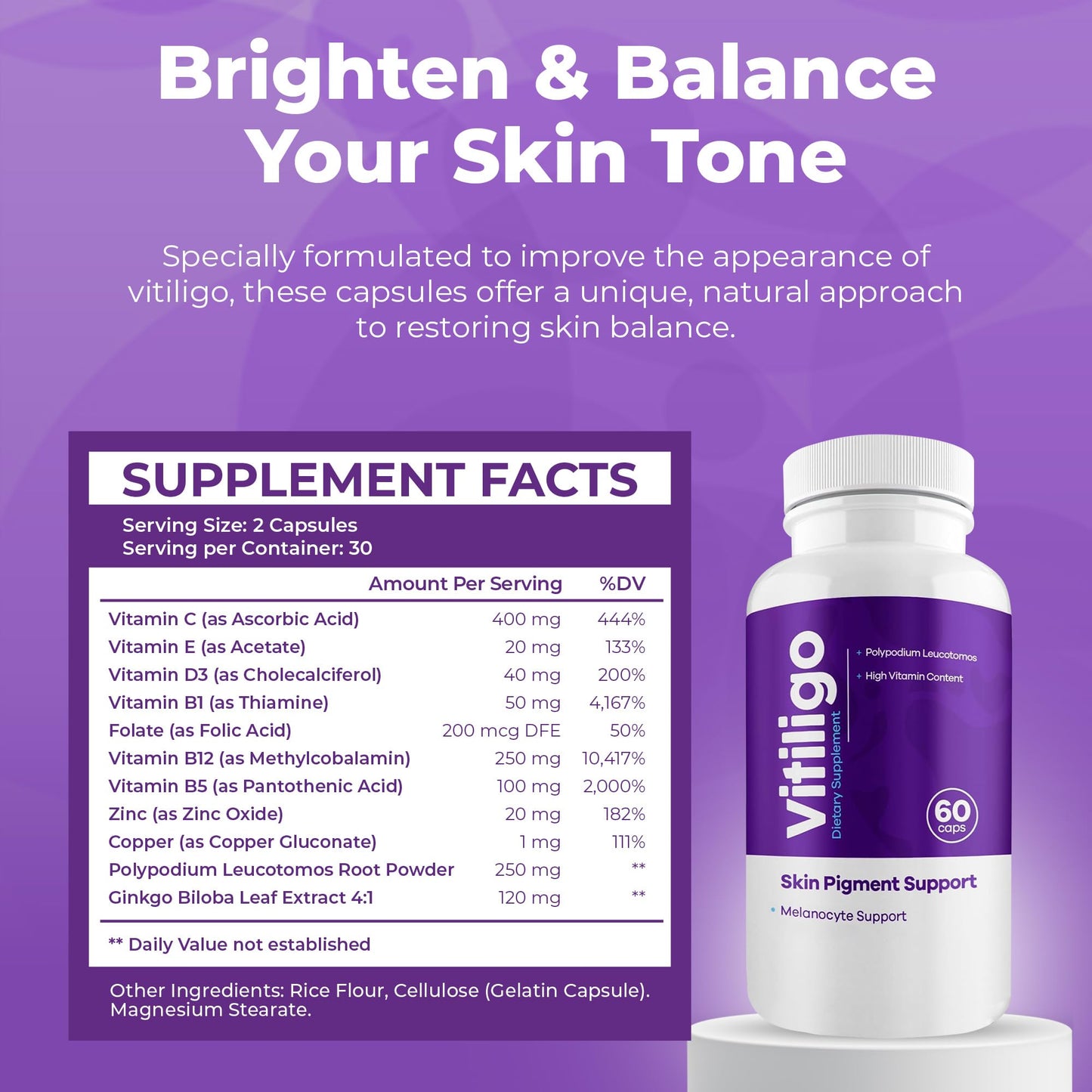 AURA VITAMINS Vitiligo Capsules 180 Count