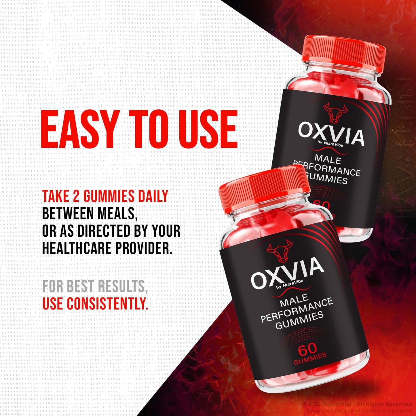 NutraVibe Oxvia Male Performance Gummies, 60 Gummies