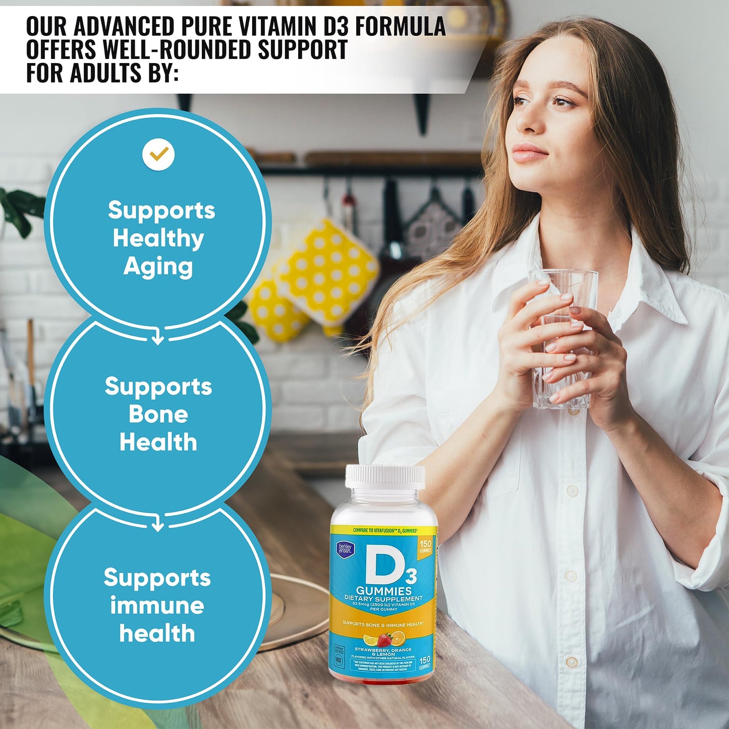 Berkley Jensen Vitamin D3 2,500IU Gummies, 150 Count