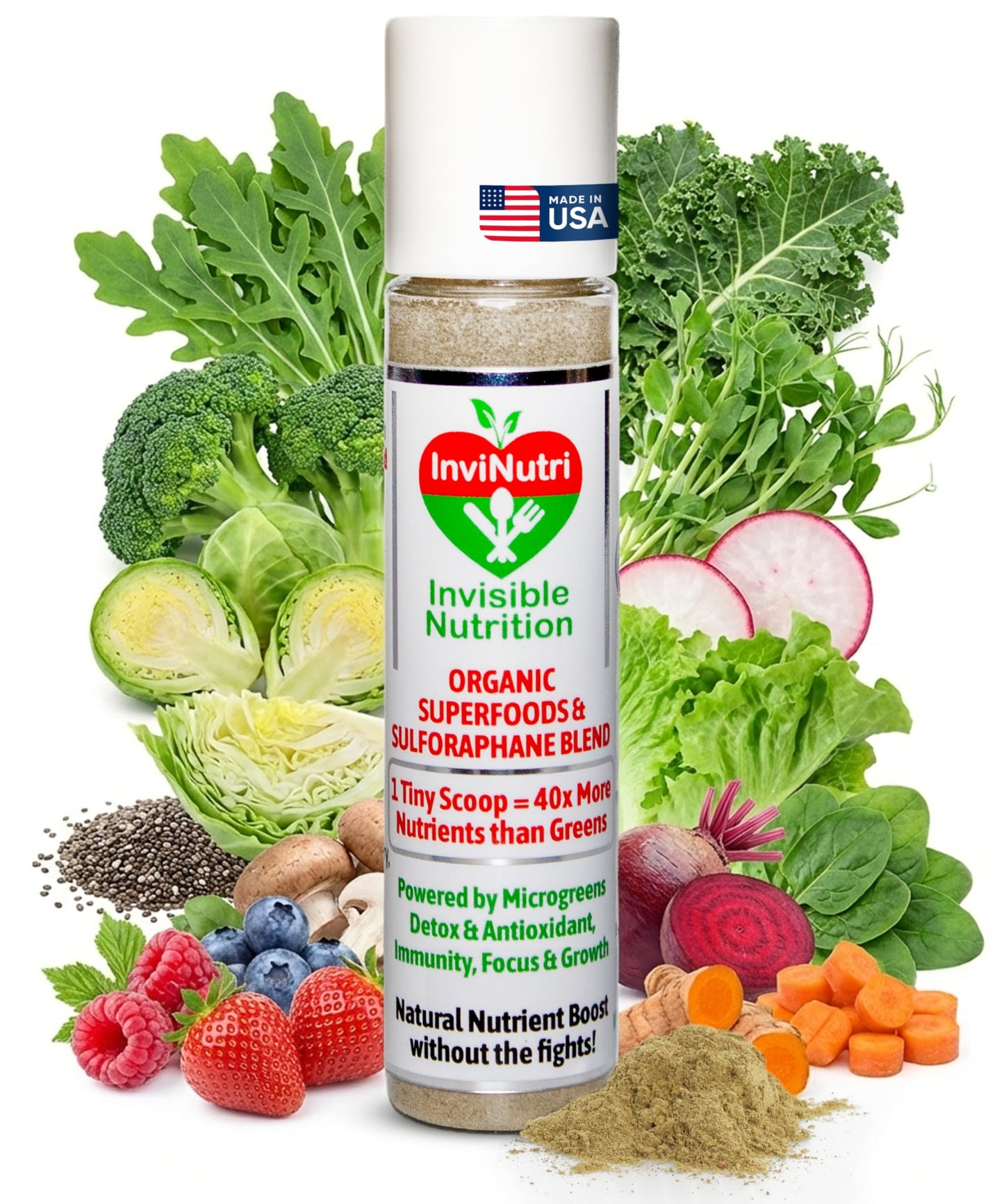 InviNutri Invisible Nutrition Superfood Powder for Sensory & Picky Eaters, 0.42 Ounce