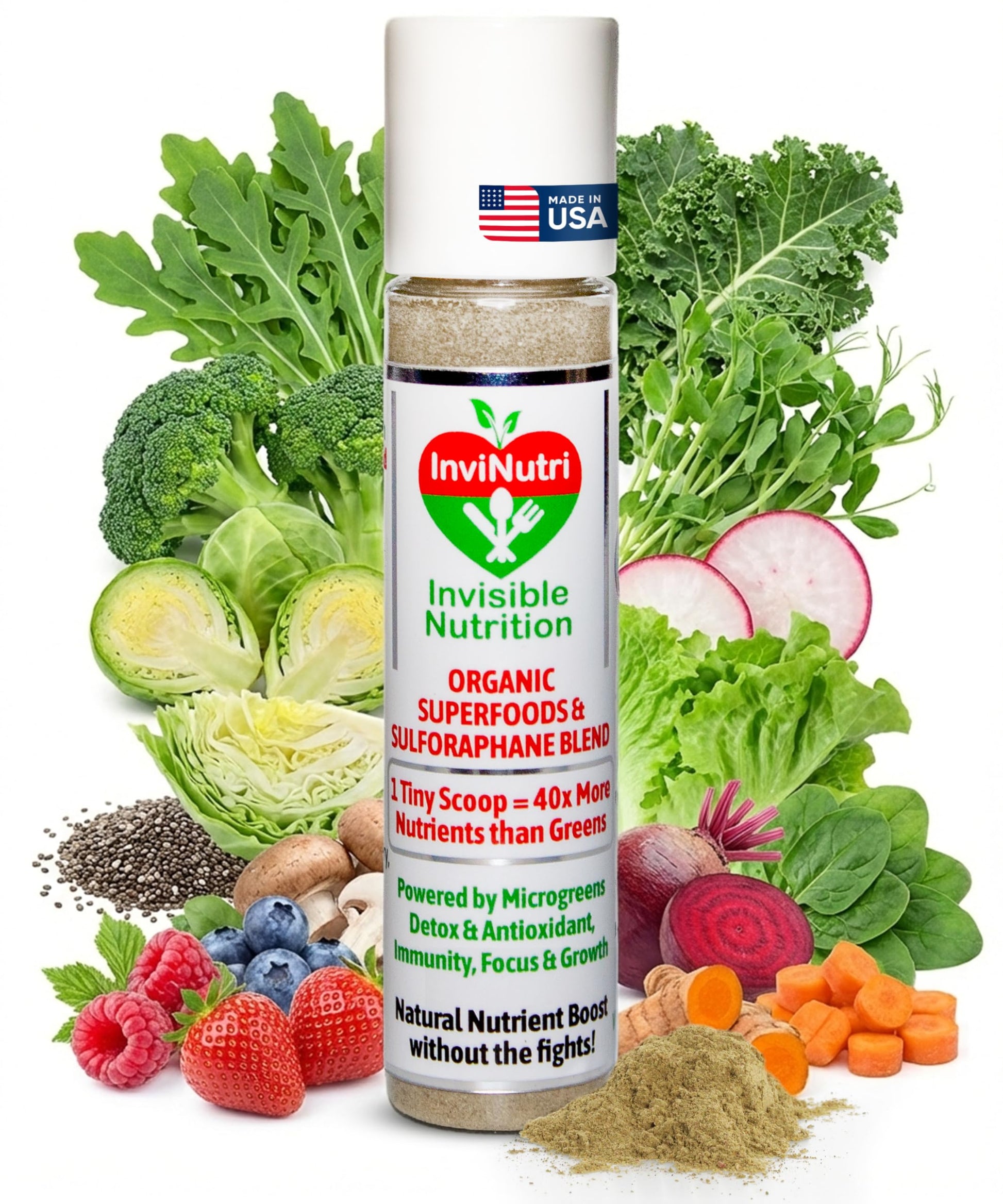 InviNutri Invisible Nutrition Superfood Powder for Sensory & Picky Eaters, 0.42 Ounce