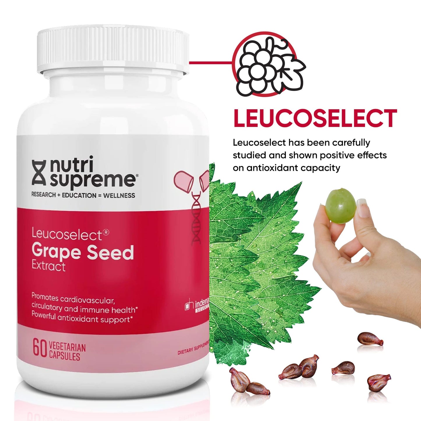 NUTRI-SUPREME RESEARCH Grapeseed Extract Leucoselect Capsules, 60 Count