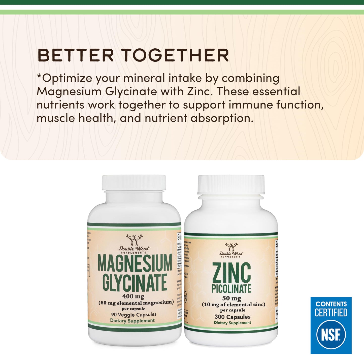 Double Wood Supplements Magnesium Glycinate 400mg 90 Capsules