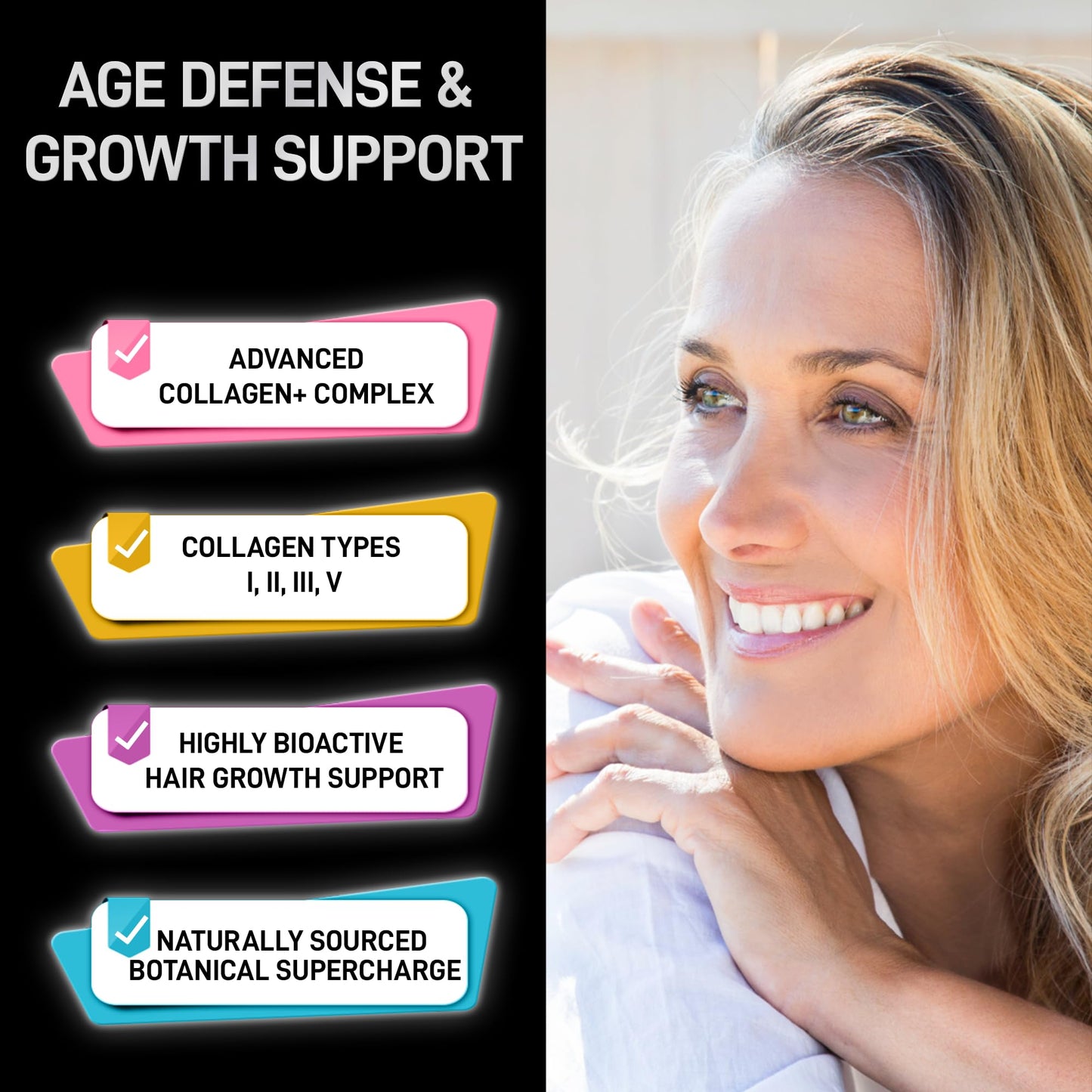 BIOACTIVE LABS Age Defense Beauty Collagen Matrix 2,000mg Multi-Collagen Biotin Keratin Hyaluronic Acid Saw Palmetto DHT Blocker for Hair Growth, 270 Capsules