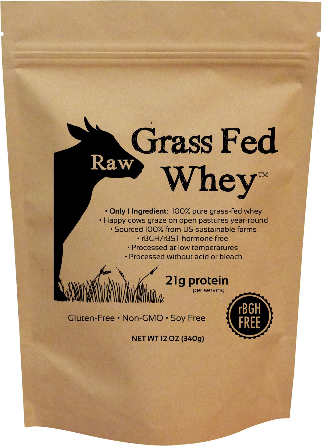 Raw Organic Whey Grass Fed Whey Protein Powder, 12 oz