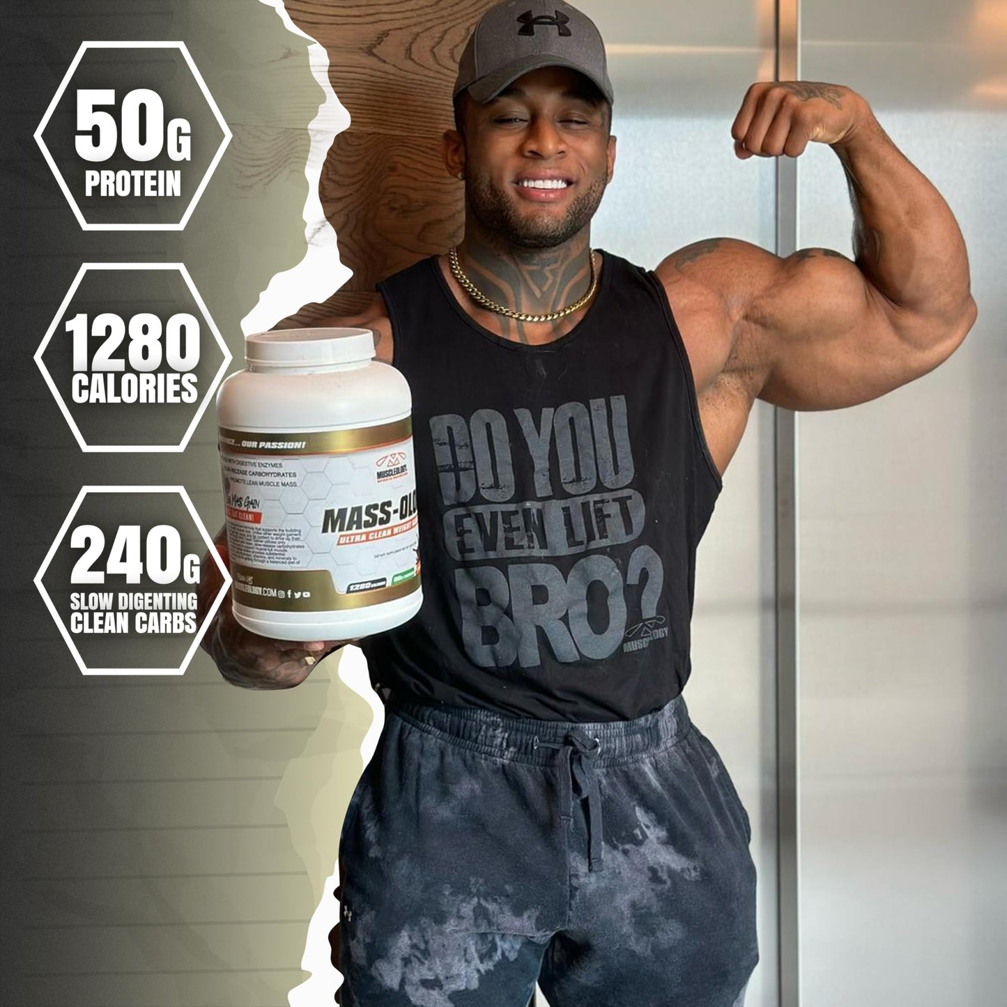 MUSCLEOLOGY Weight Gainer Whey Protein Powder Vanilla 124.8
