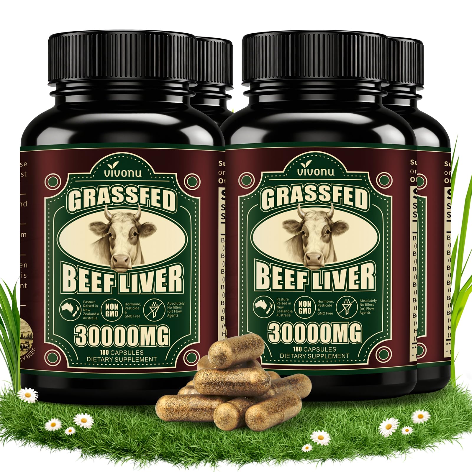 VivoNu Beef Organ Supplement for Women 180 Capsules