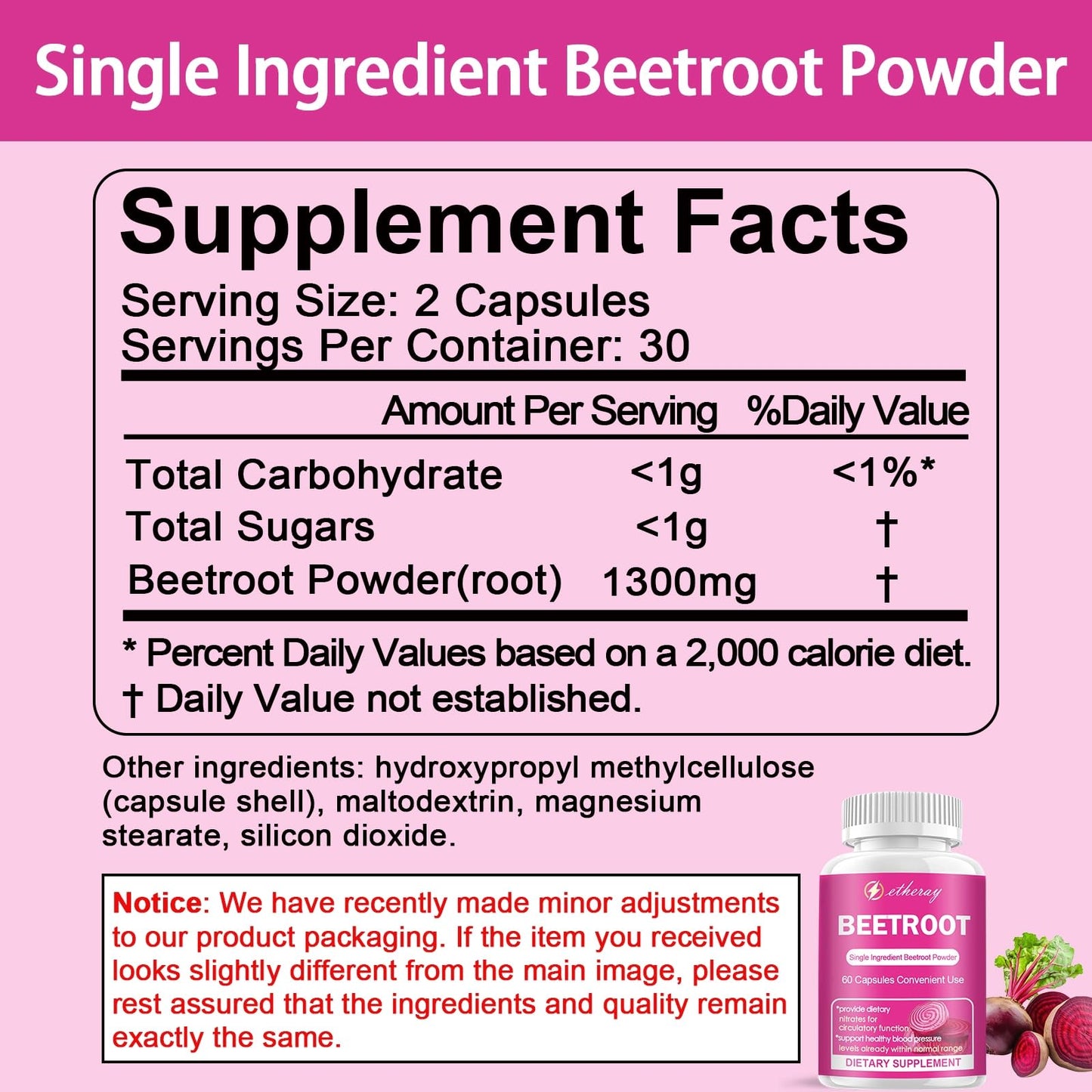 etheray Beet Root Capsules, 60 Count