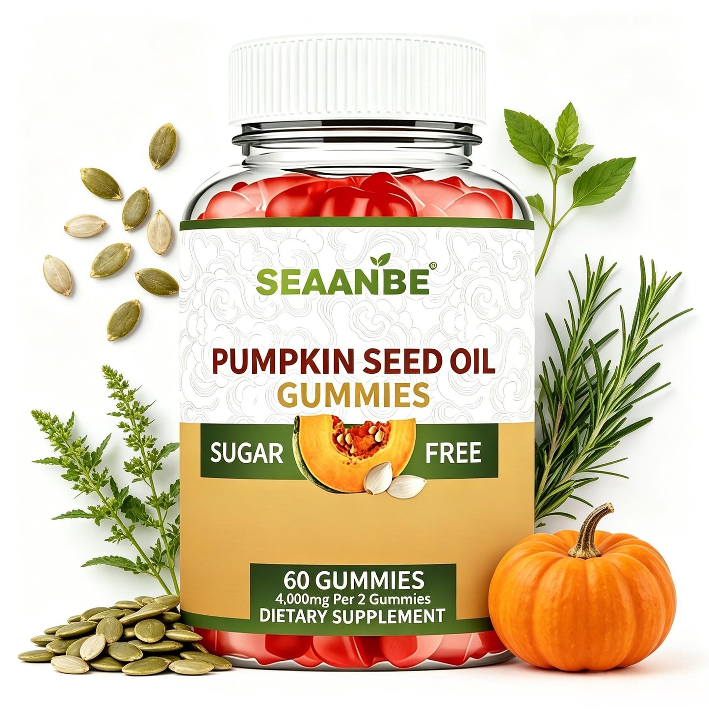 SEAANBE Sugar-Free Pumpkin Seed Oil Capsules 120 Count