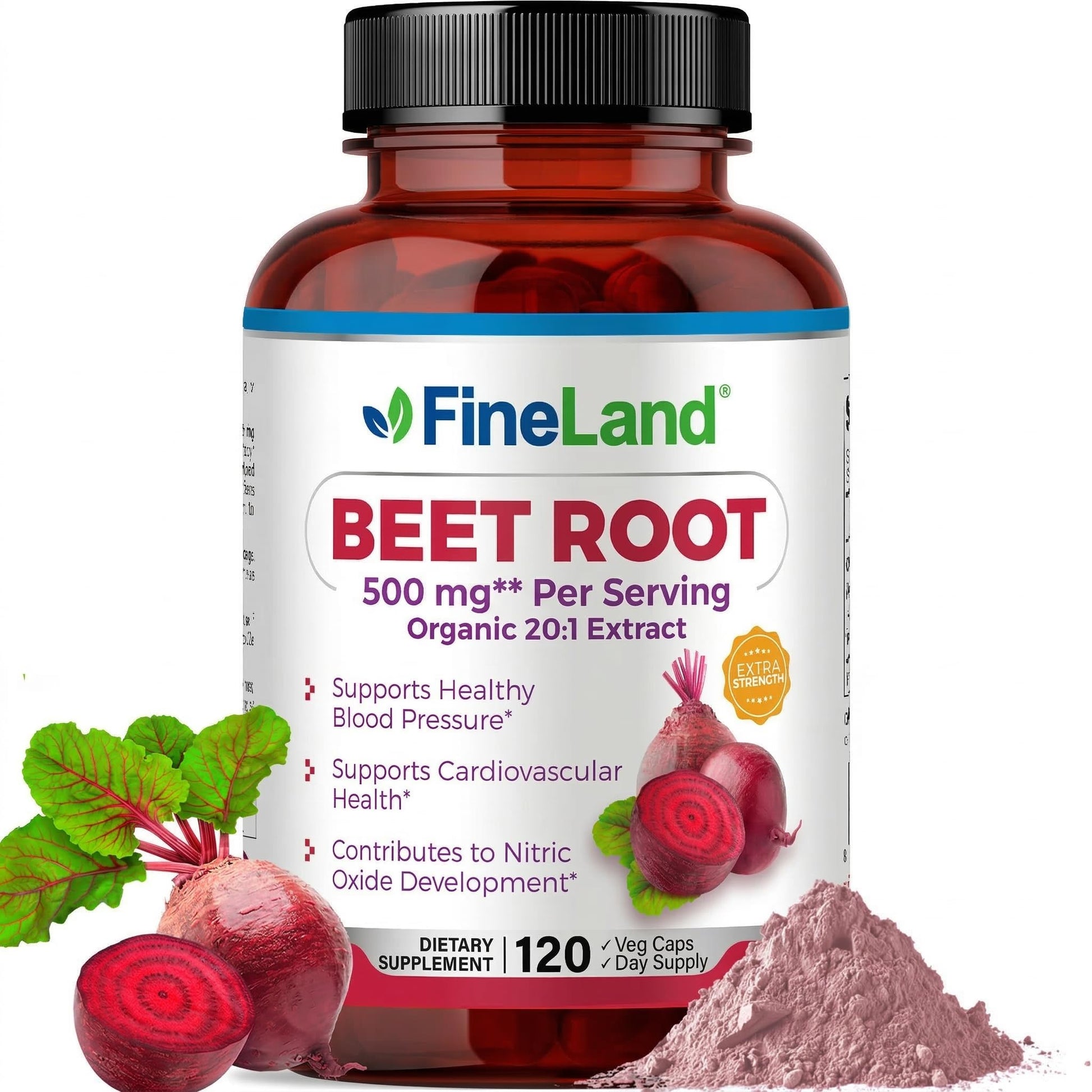 FineLand Beet Root Capsules 20:1 Extract, 120 Capsules