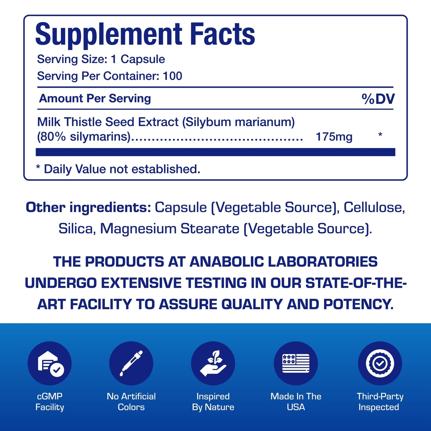 Anabolic Laboratories Silymarin Milk Thistle Extract Capsules, 100 Count