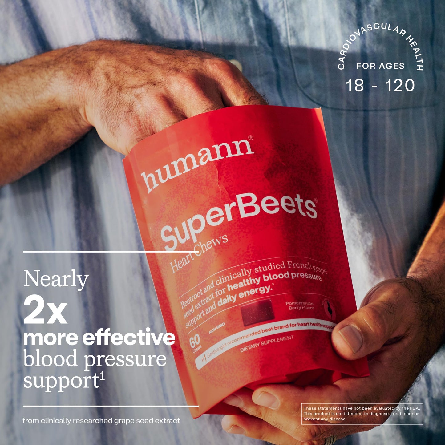 Humann SuperBeets Heart Chews & Metabolic Health Daily Bundle Tablets, 120 Count